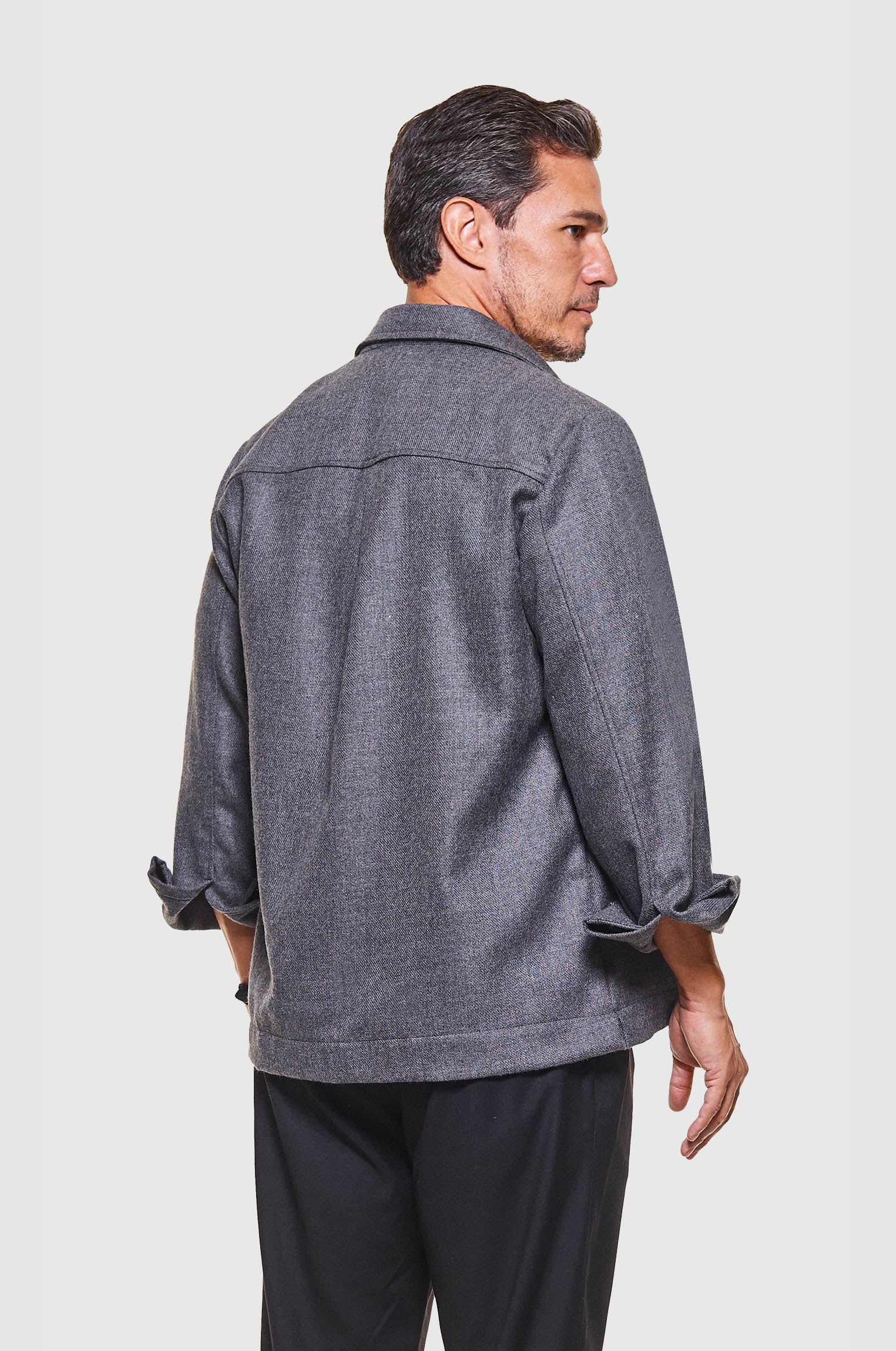 Overshirt Lã Merino Cinza Mescla