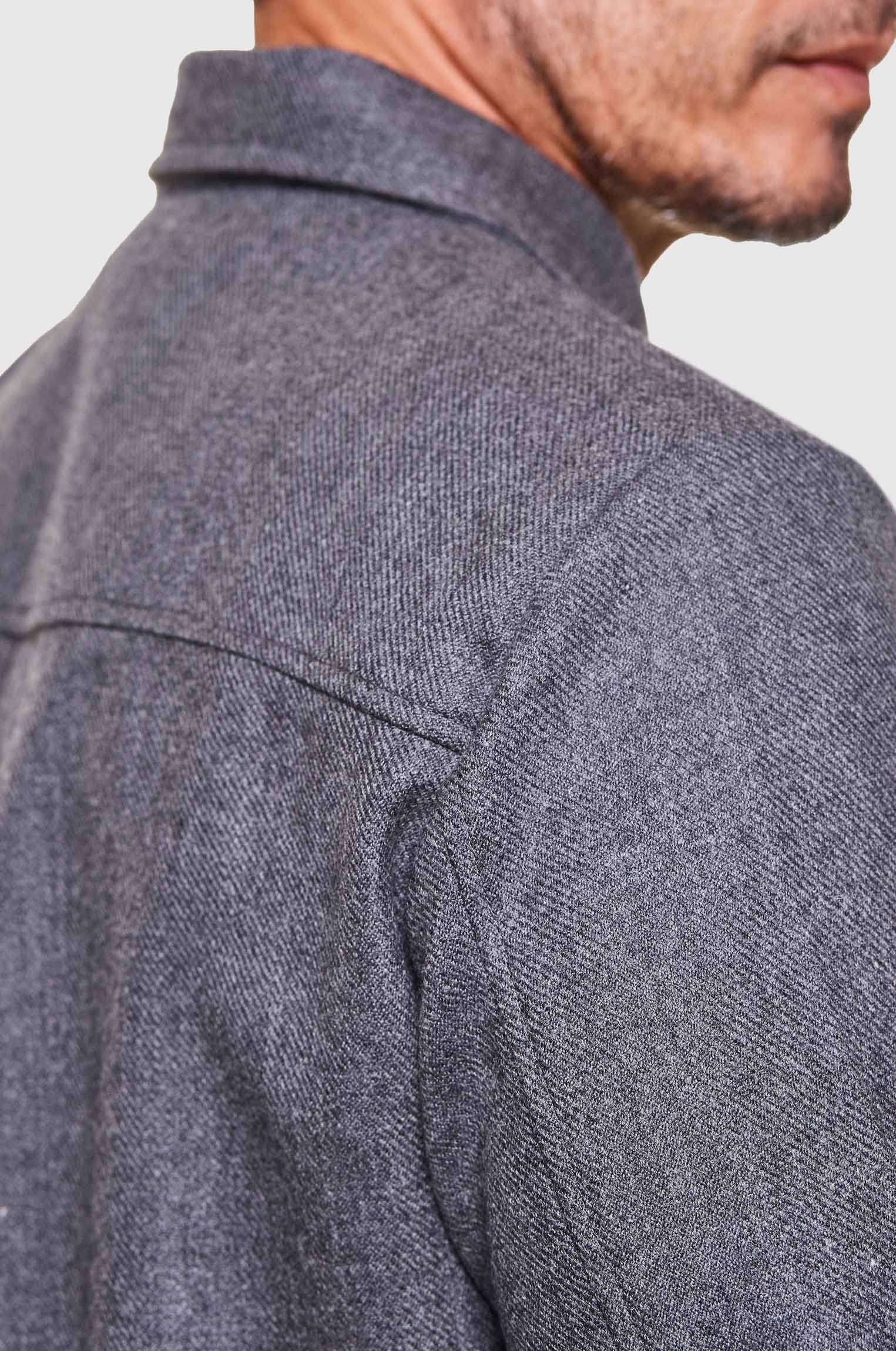 Overshirt Lã Merino Cinza Mescla