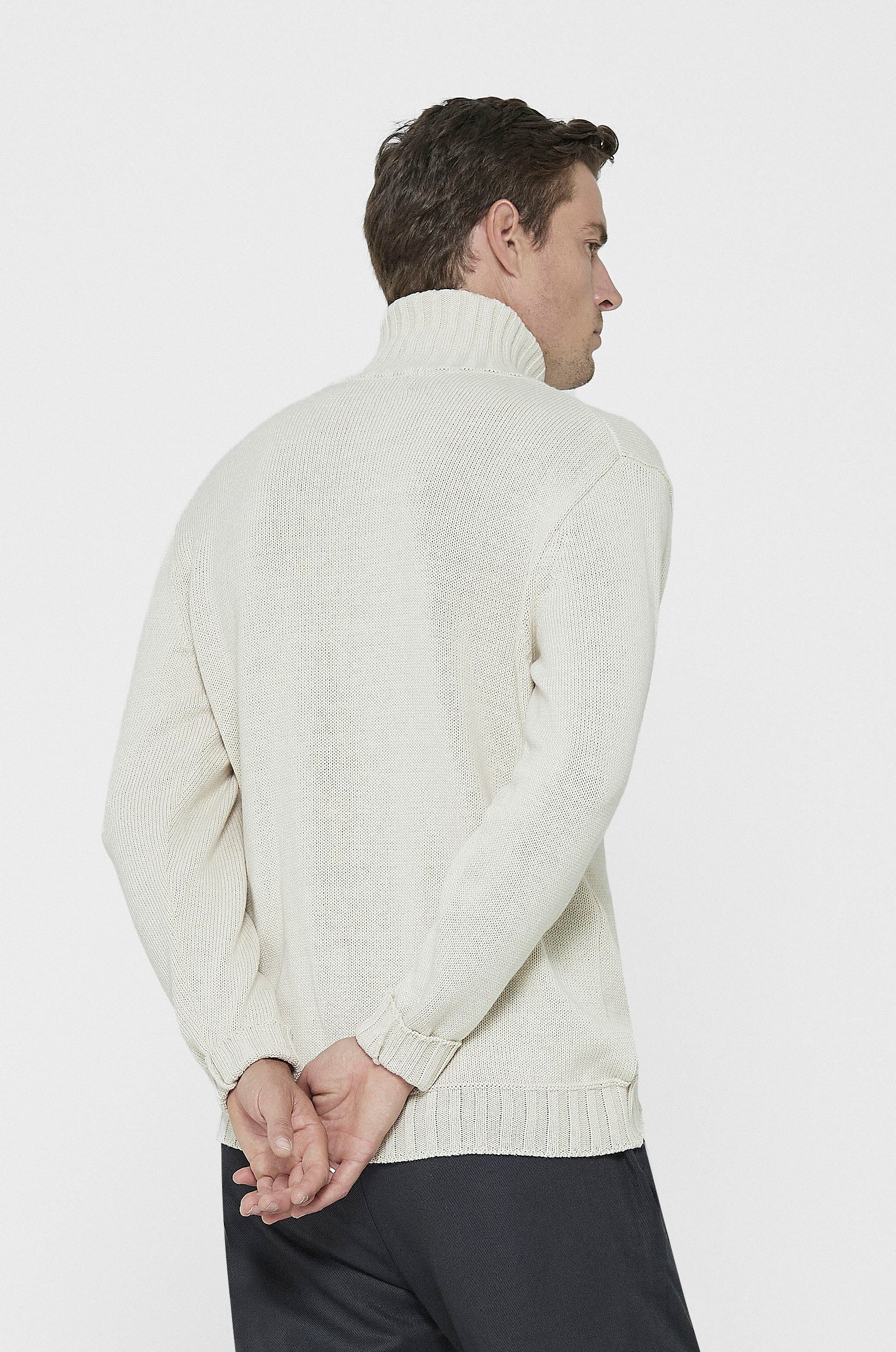 Tricô Gola Alta Bege