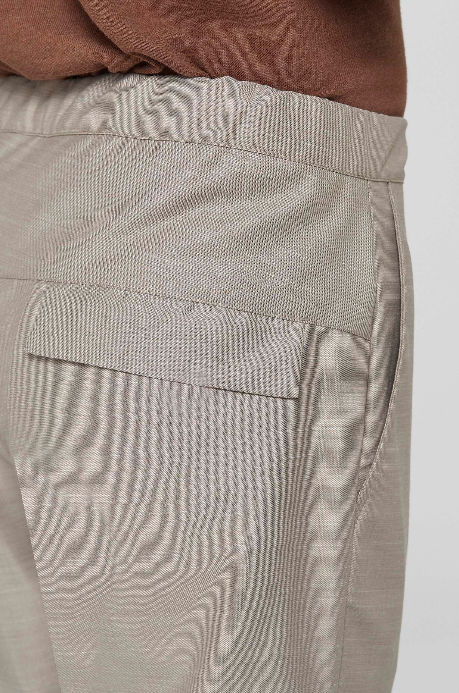 Calça Alfaiataria Tropical Bege Rajada