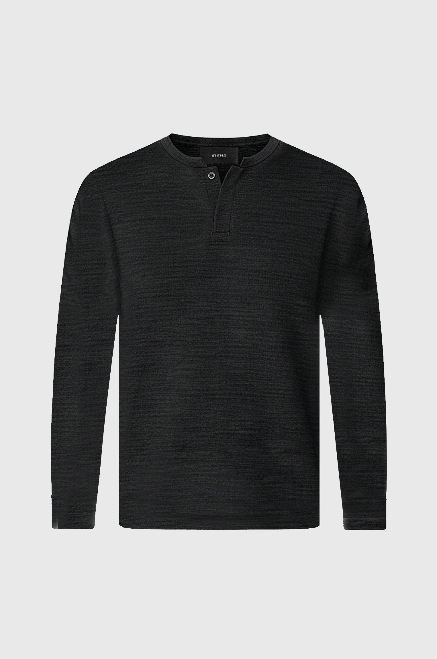 Manga Longa Henley Tear Preta