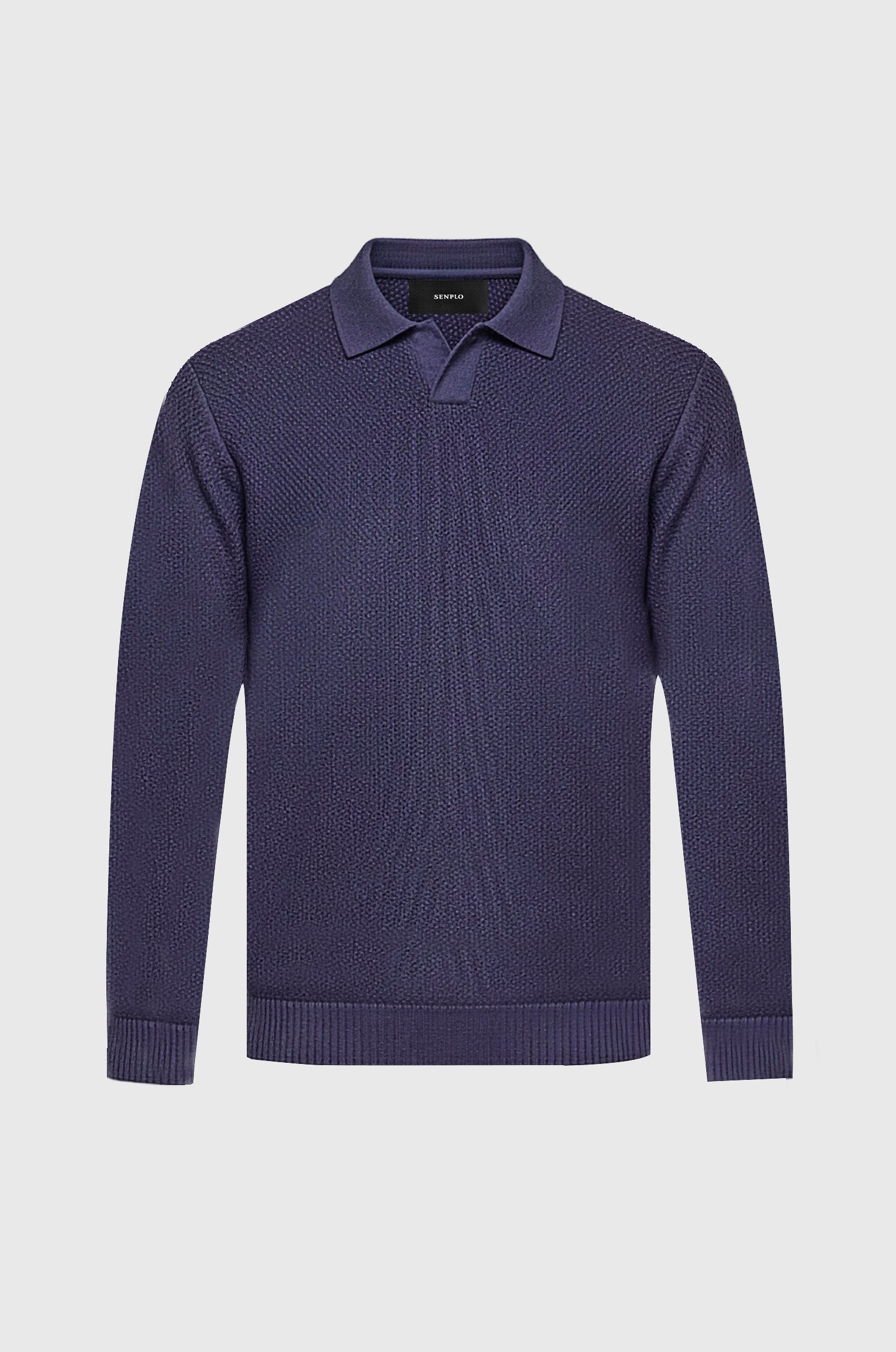 Polo Tricô Crochê Sem Botões Marinho