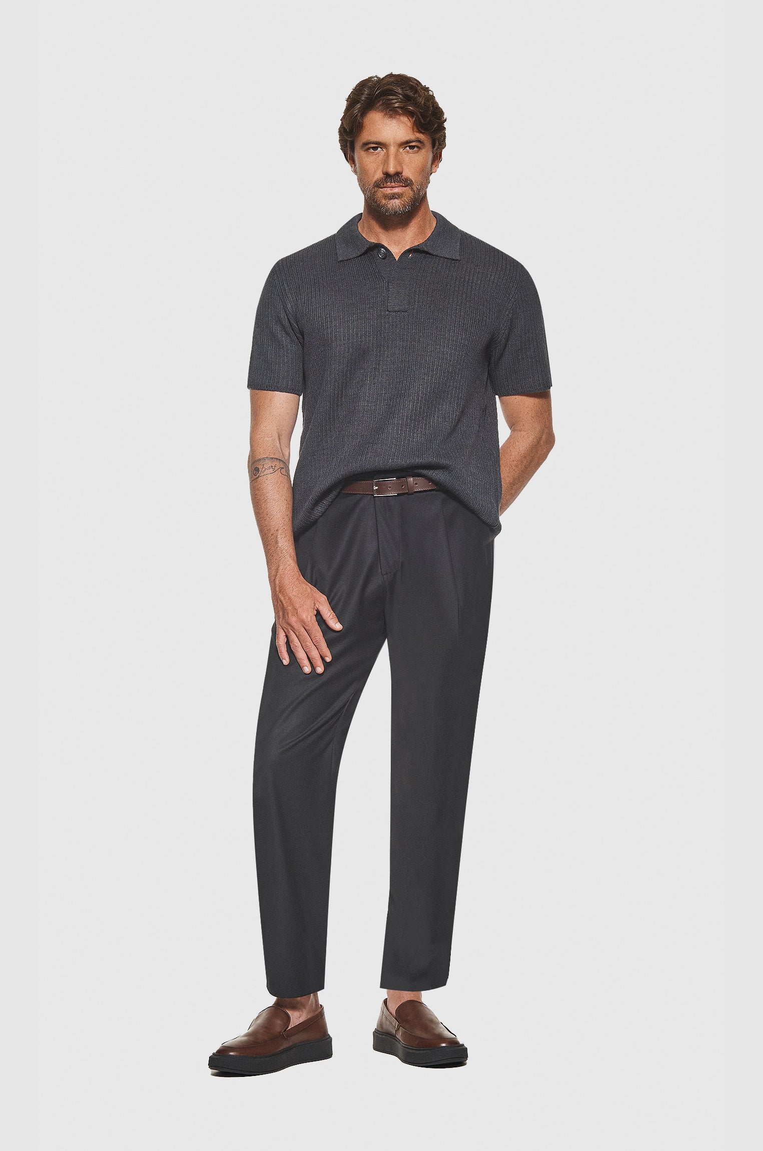 Polo Tricô Desagulhado Fresh Chumbo