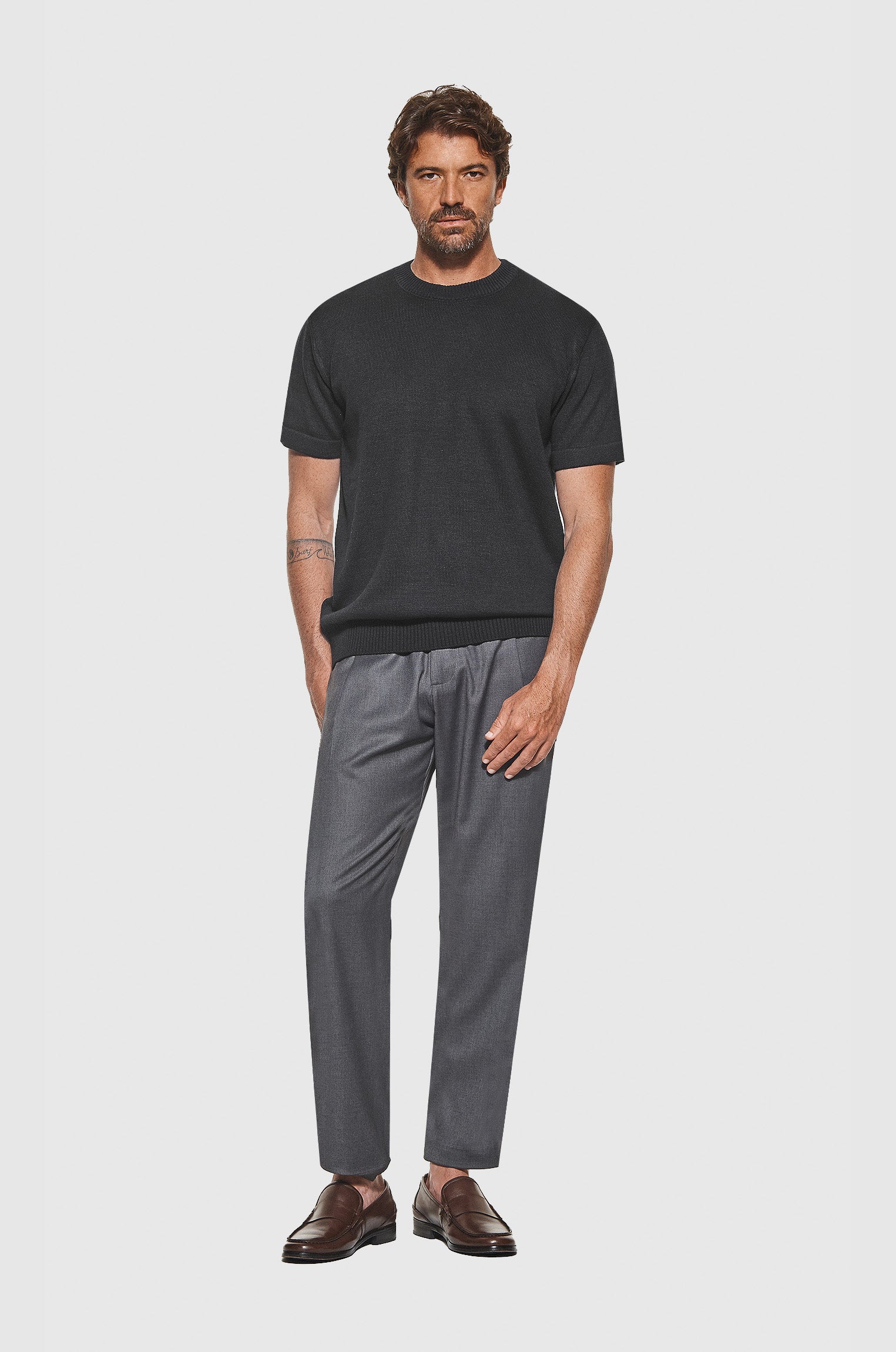 Camiseta Tricô Barra Canelada Preta