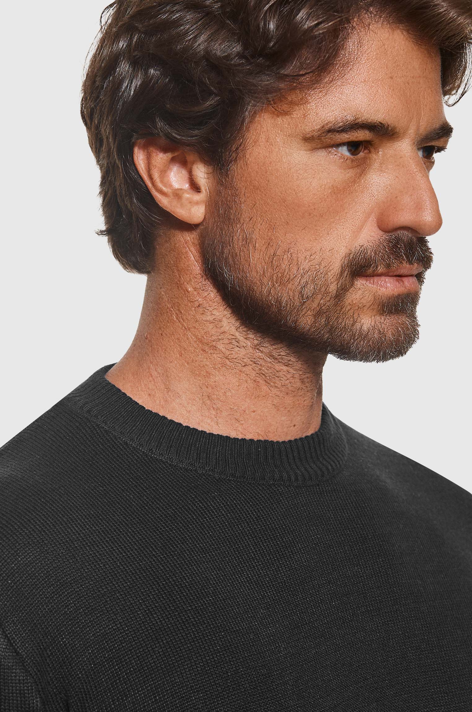 Camiseta Tricô Barra Canelada Preta