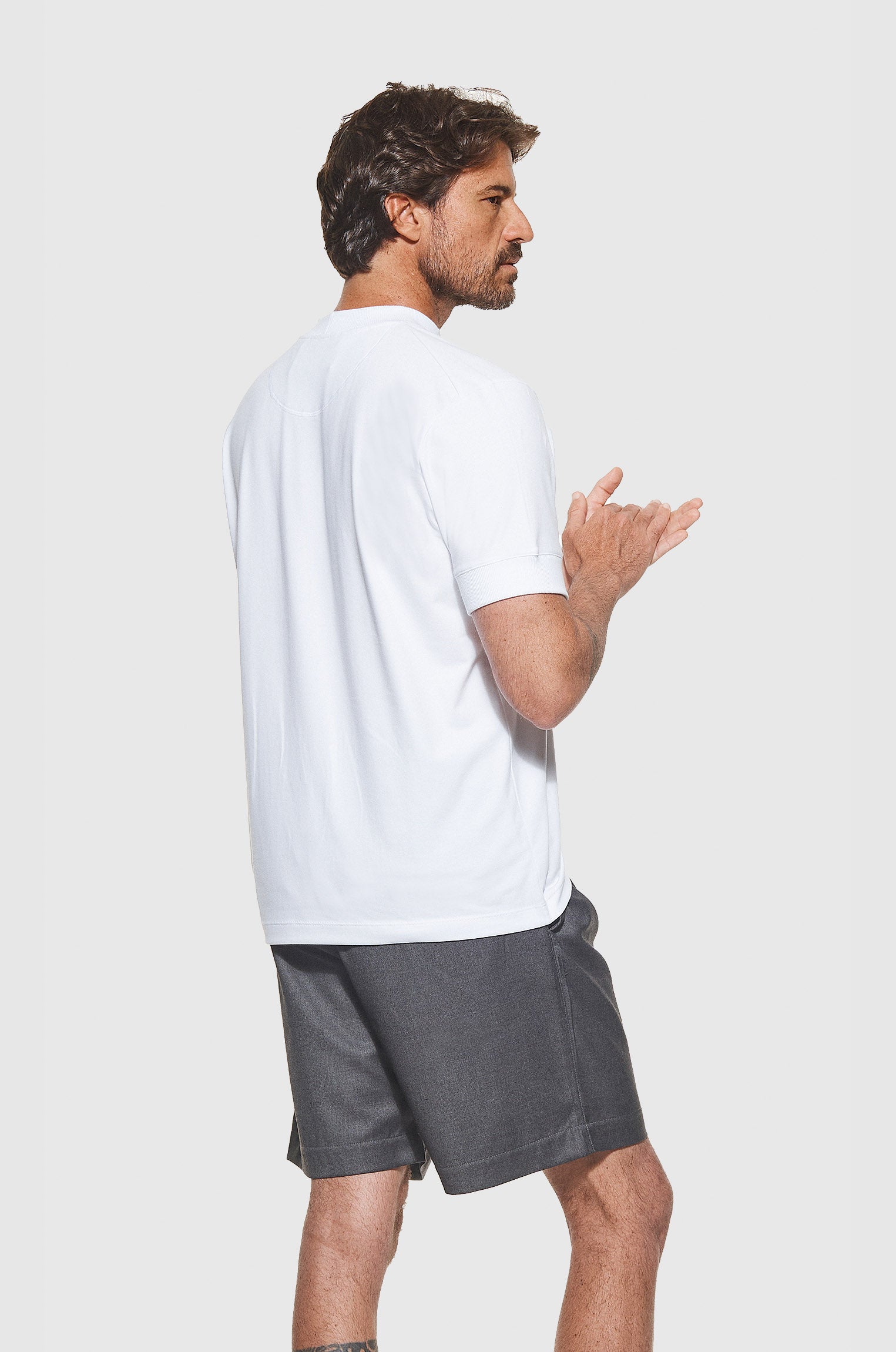 Camiseta Algodão Egípcio Punhos Canelados Branca