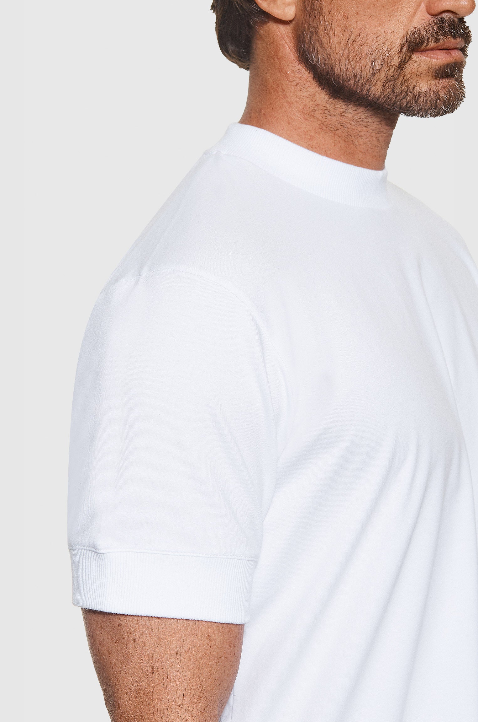 Camiseta Algodão Egípcio Punhos Canelados Branca