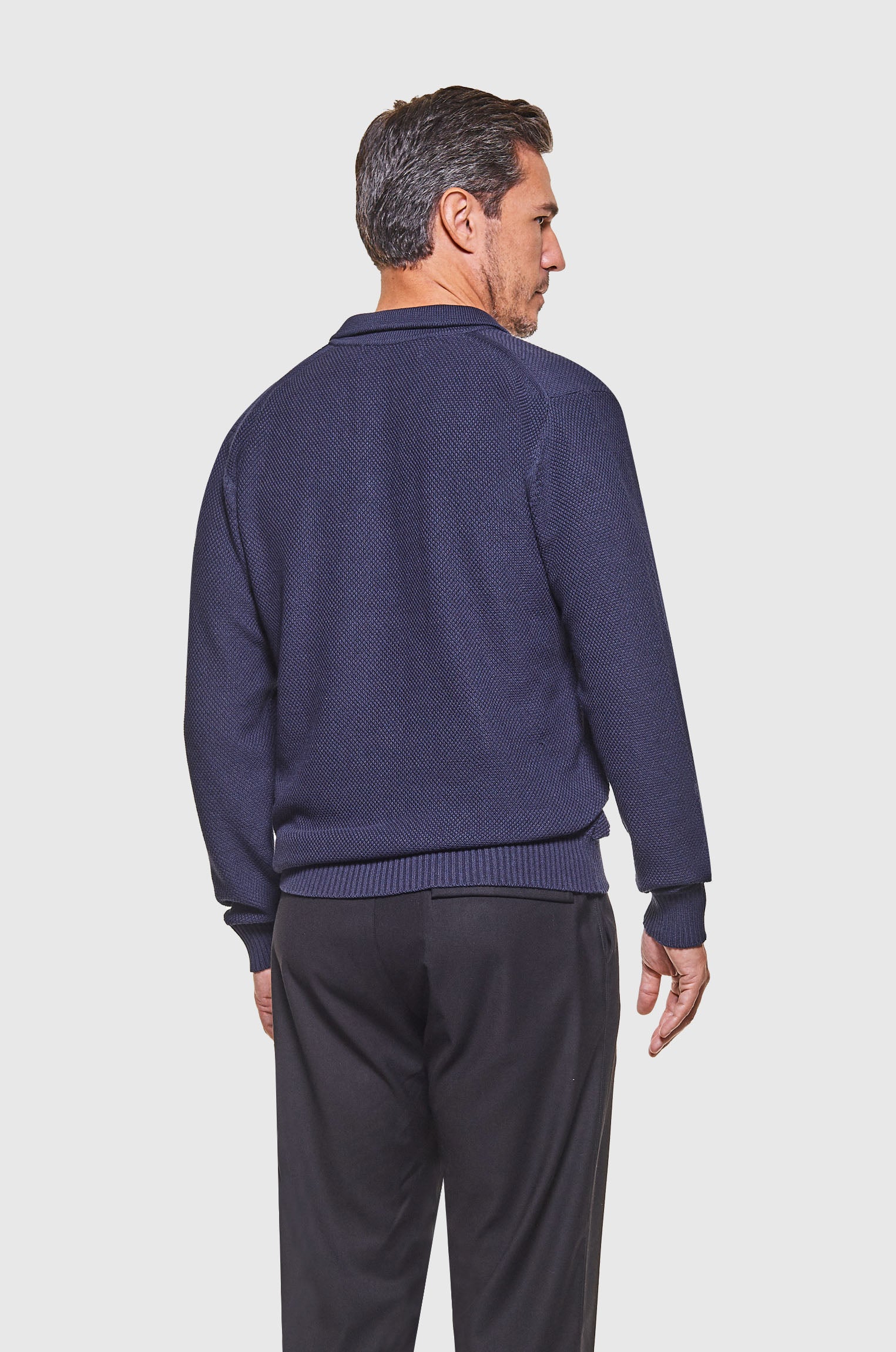 Polo Tricô Crochê Sem Botões Marinho