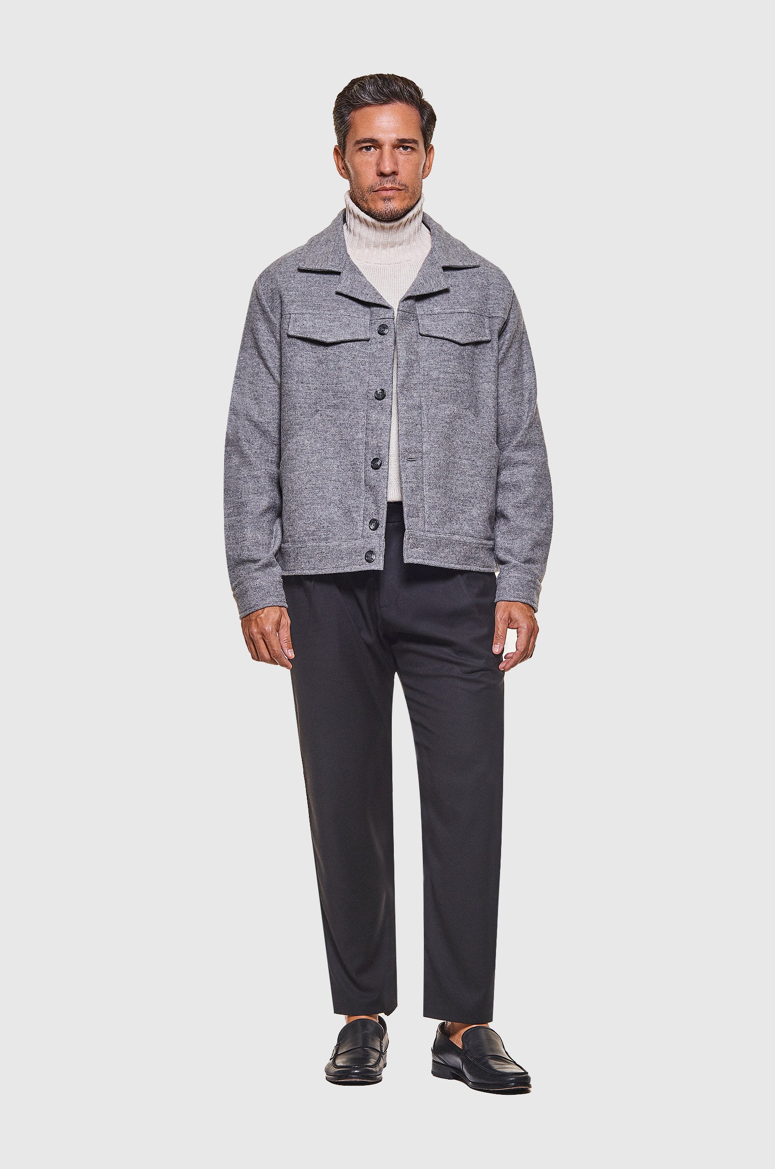 Jaqueta Trucker Lã Cinza Mescla