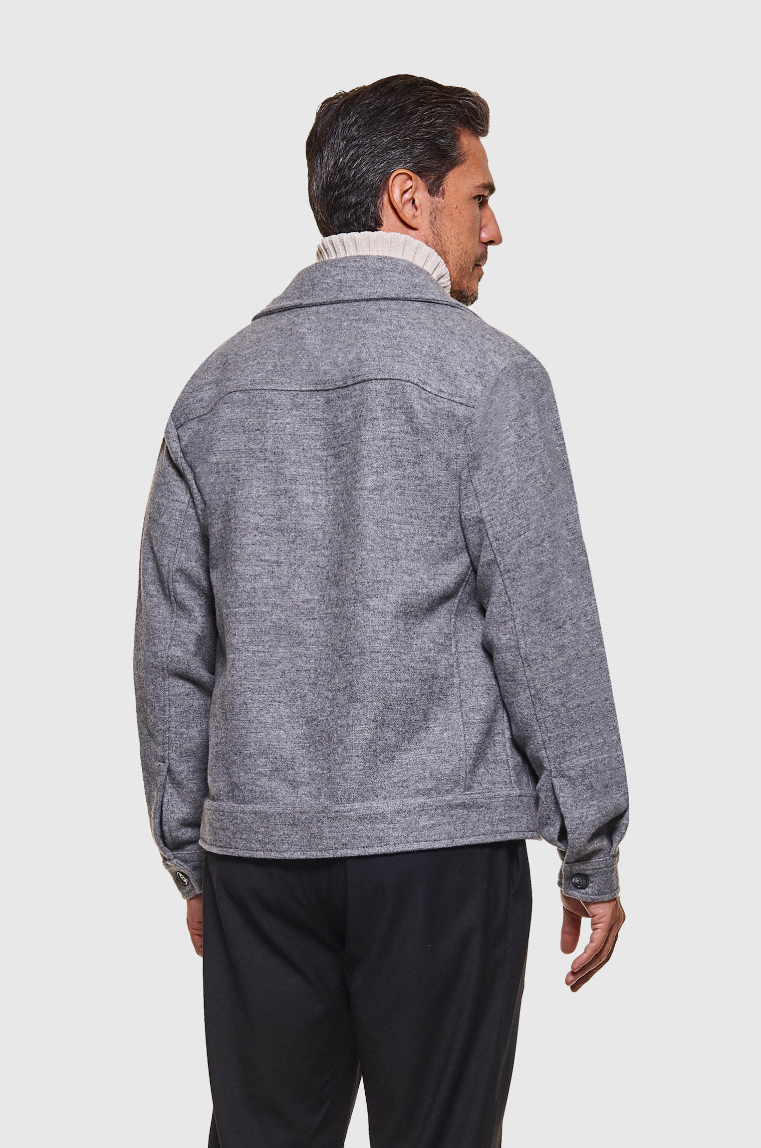 Jaqueta Trucker Lã Cinza Mescla