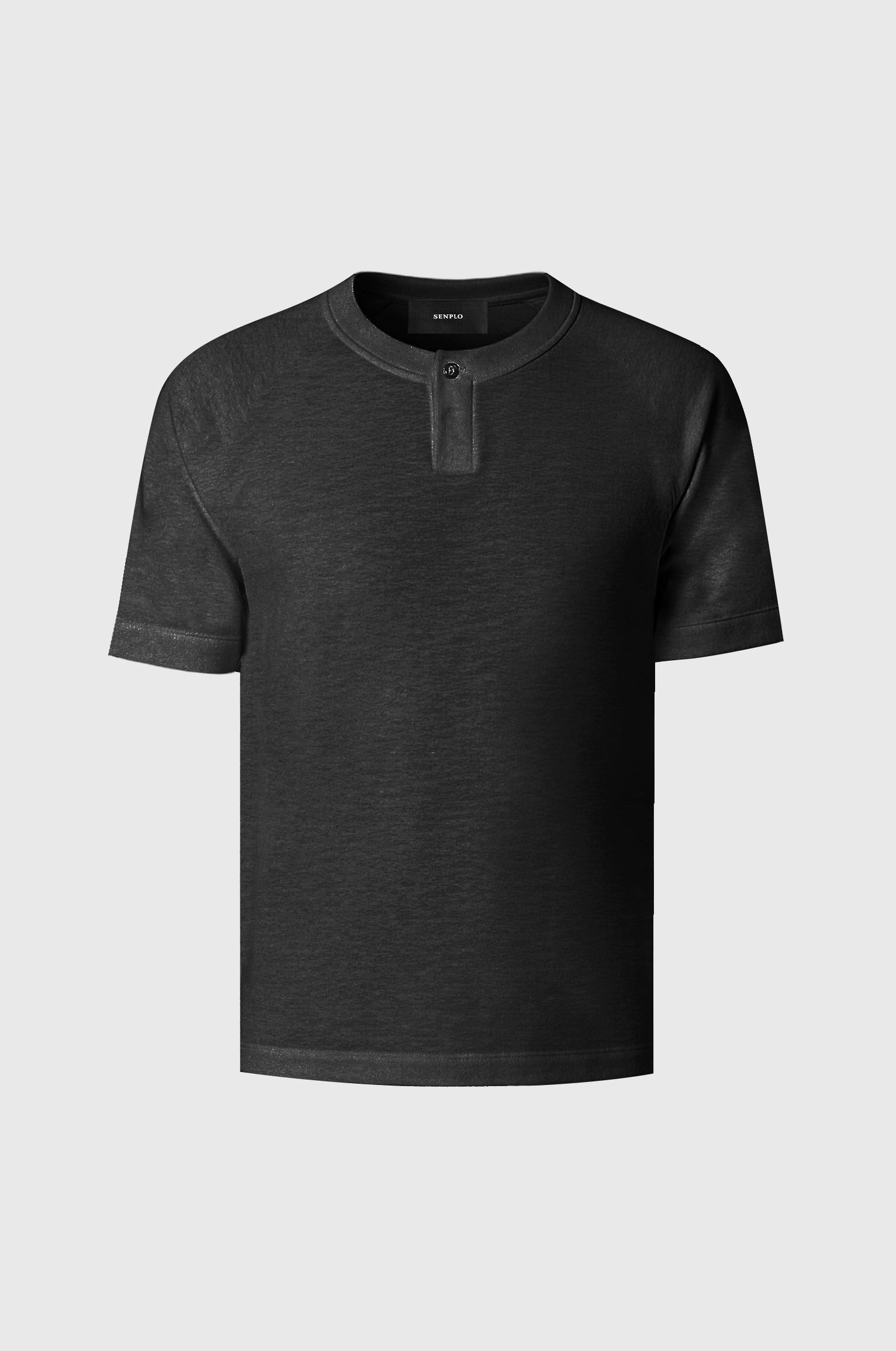 Camiseta Texturizada Henley Preta