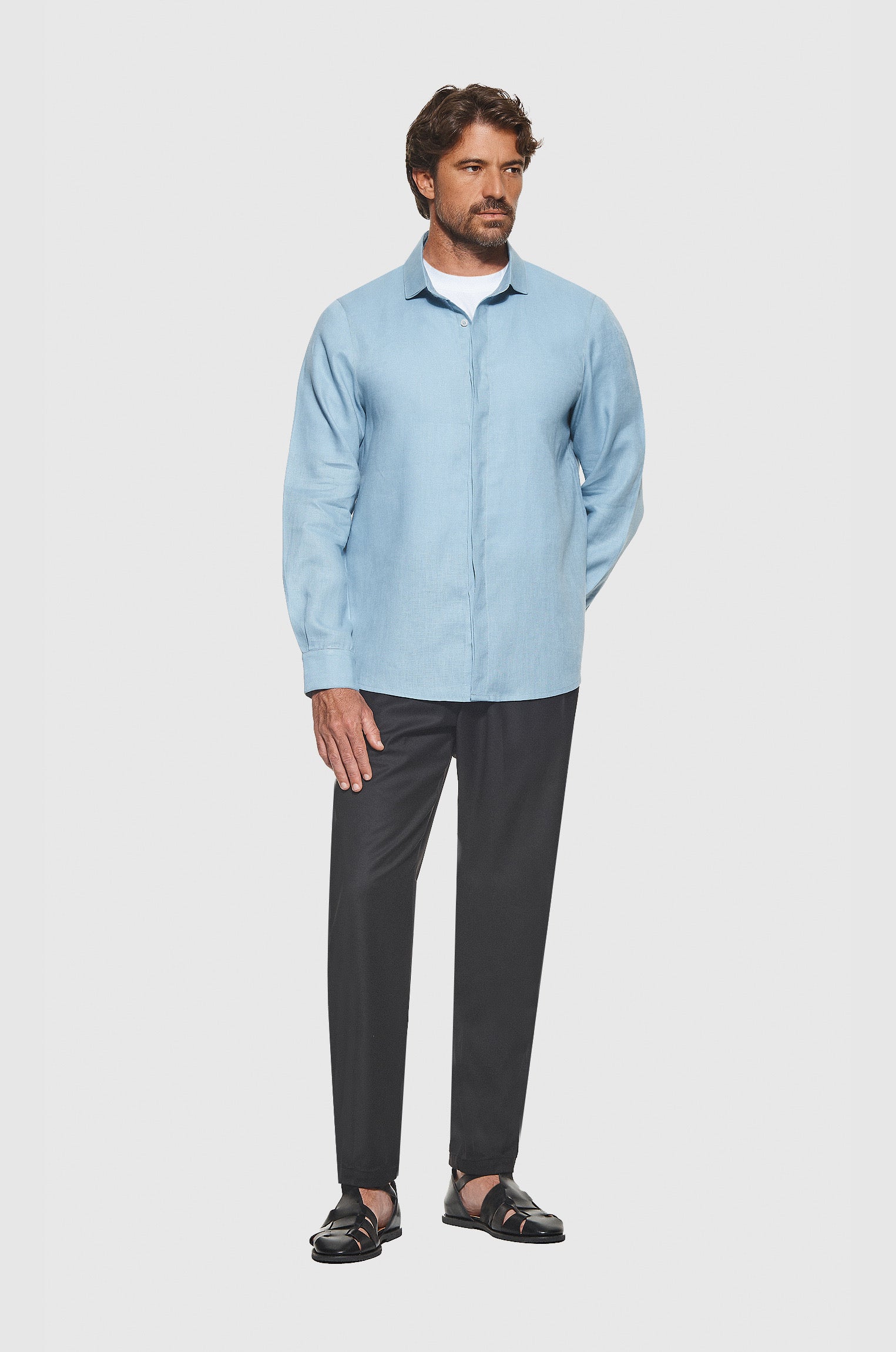 Camisa 100% Linho Clinn Azul Ceu