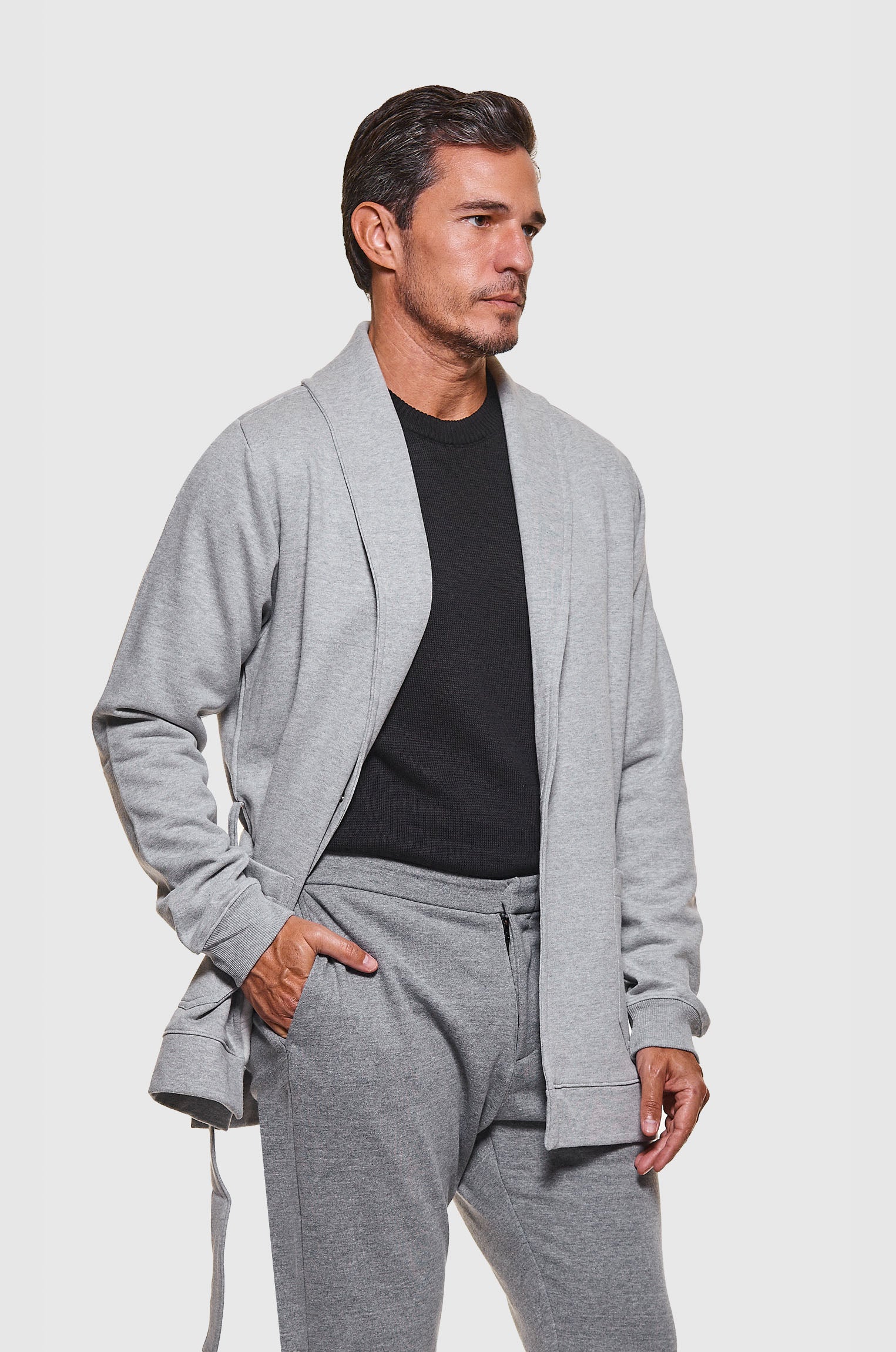 Cardigã Moletom Gola Xale Mescla