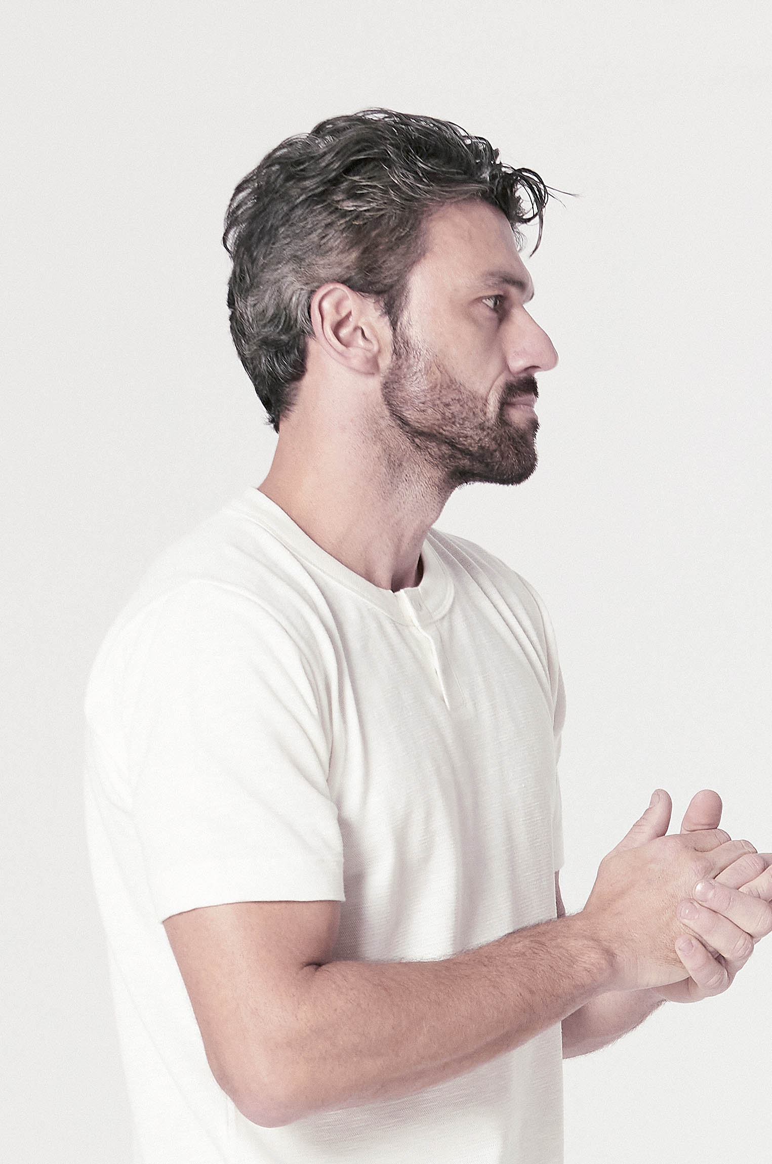 Camiseta Texturizada Henley Off White