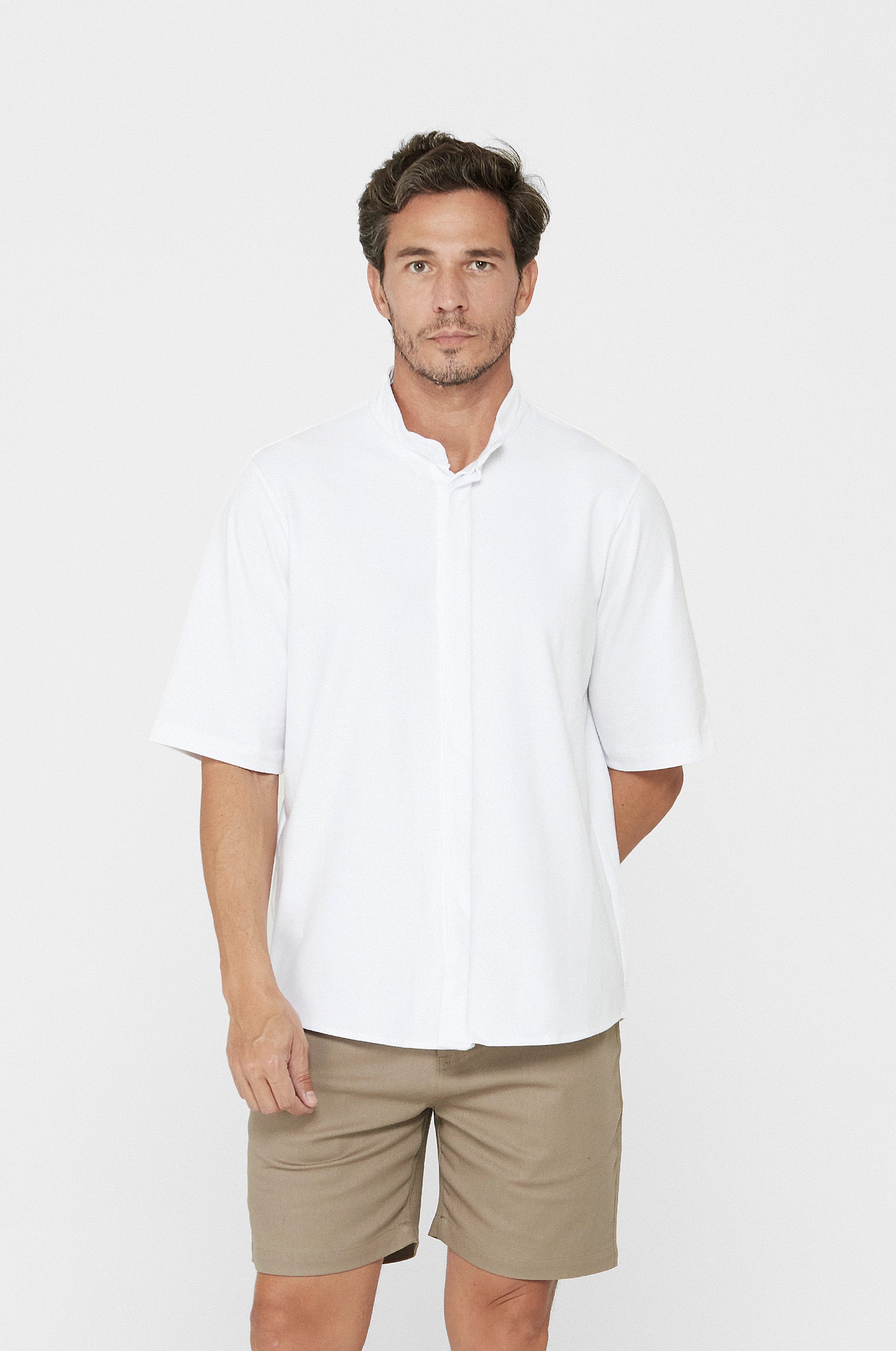 Camisa Curta Bossa Meia Malha Branca