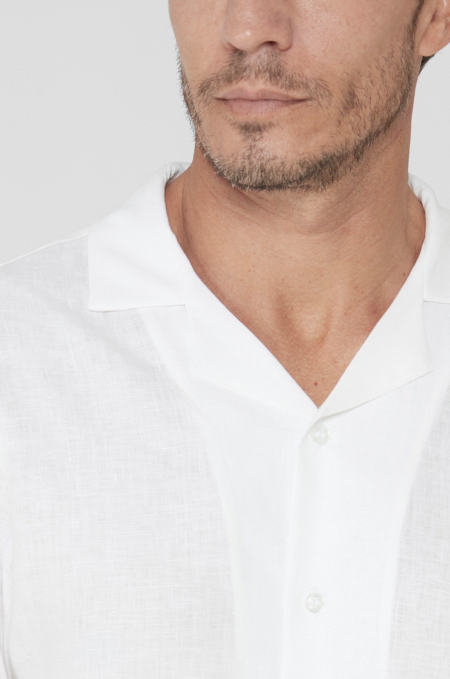 Camisa Gola Cubana Puro Linho Branca