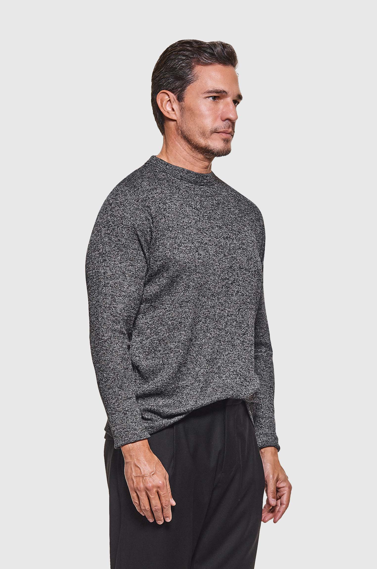 Manga Longa Wave Mescla Preto