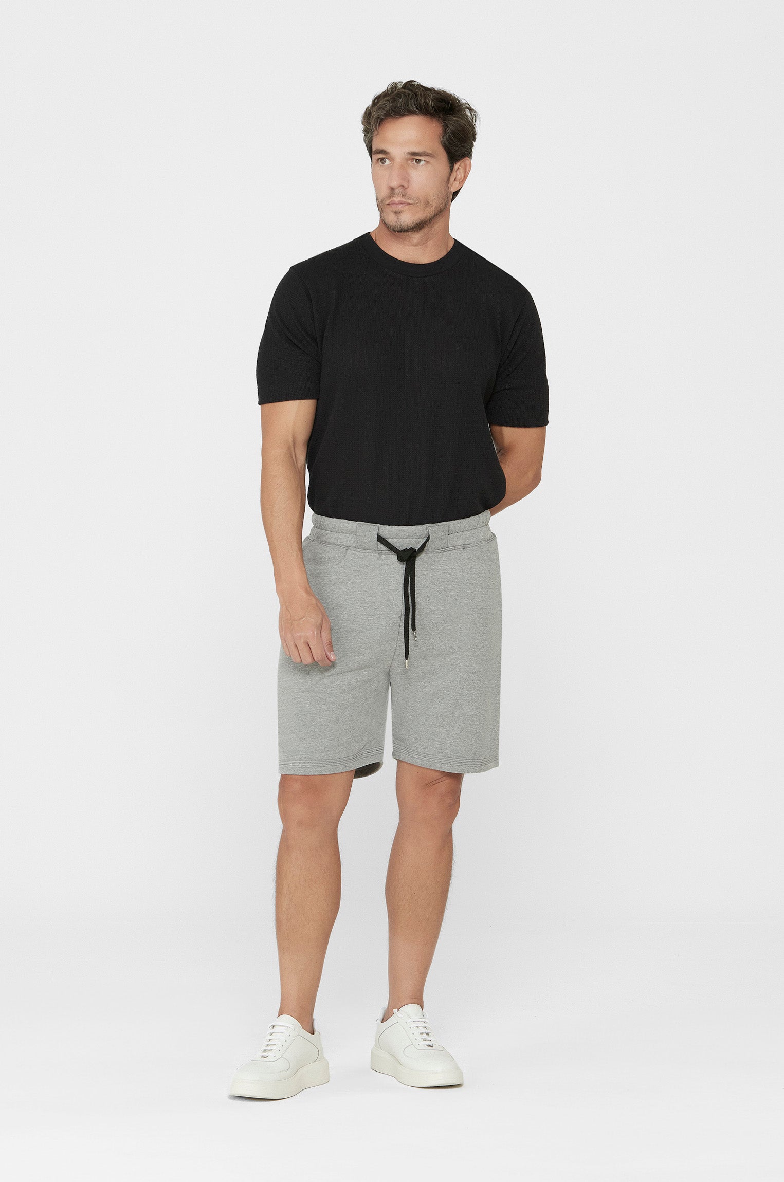 Bermuda Jogger Moletom Trama Cinza