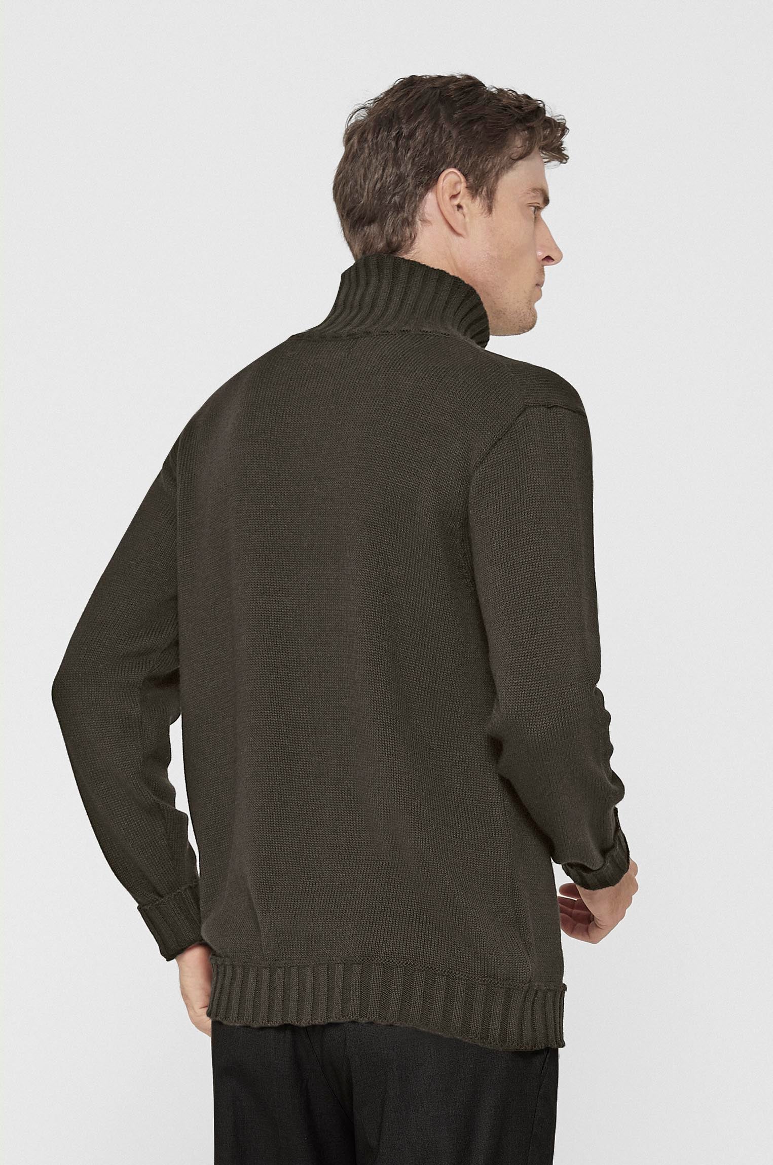 Tricô Gola Alta Cinza Castor