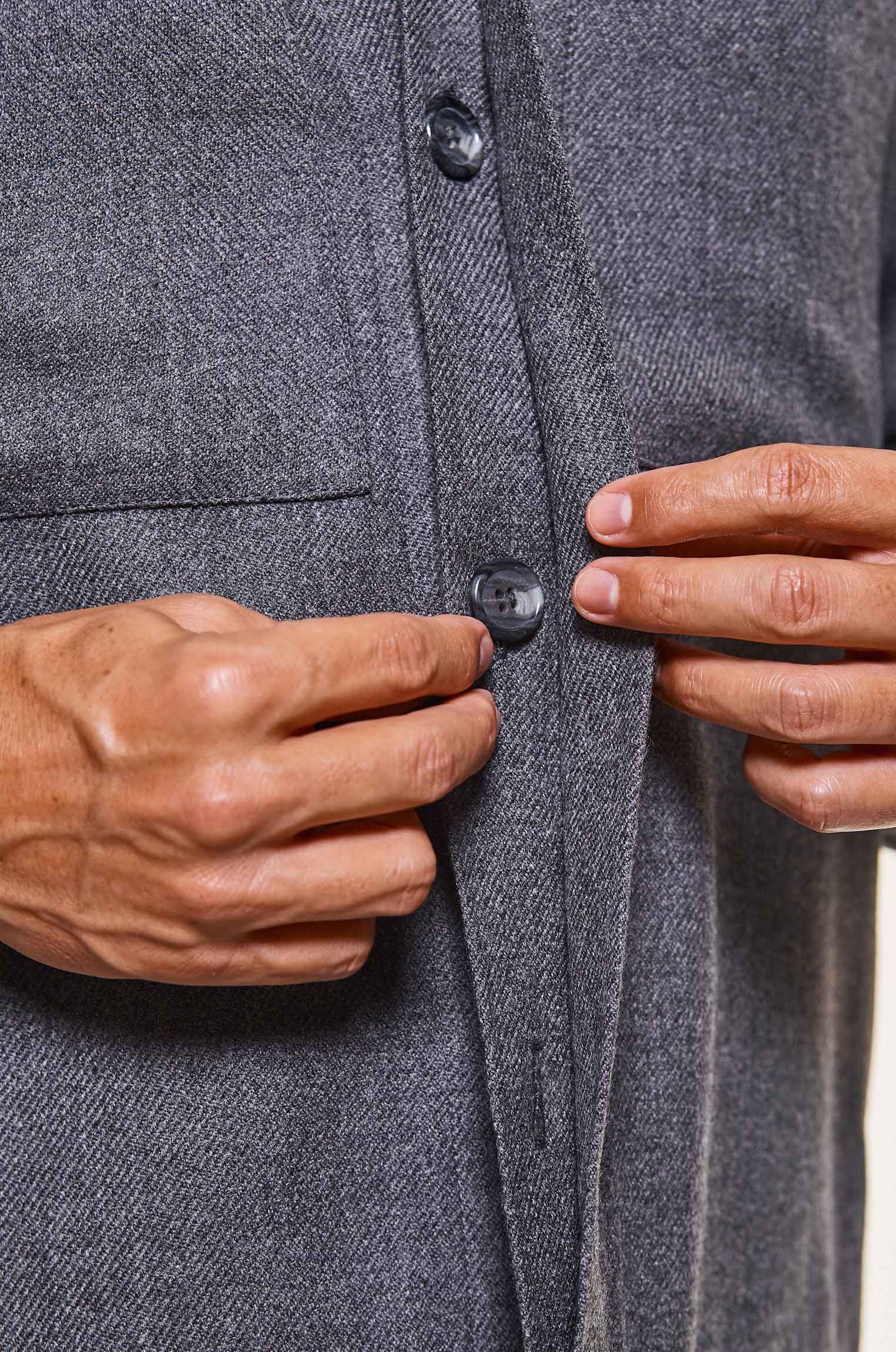 Overshirt Lã Merino Cinza Mescla