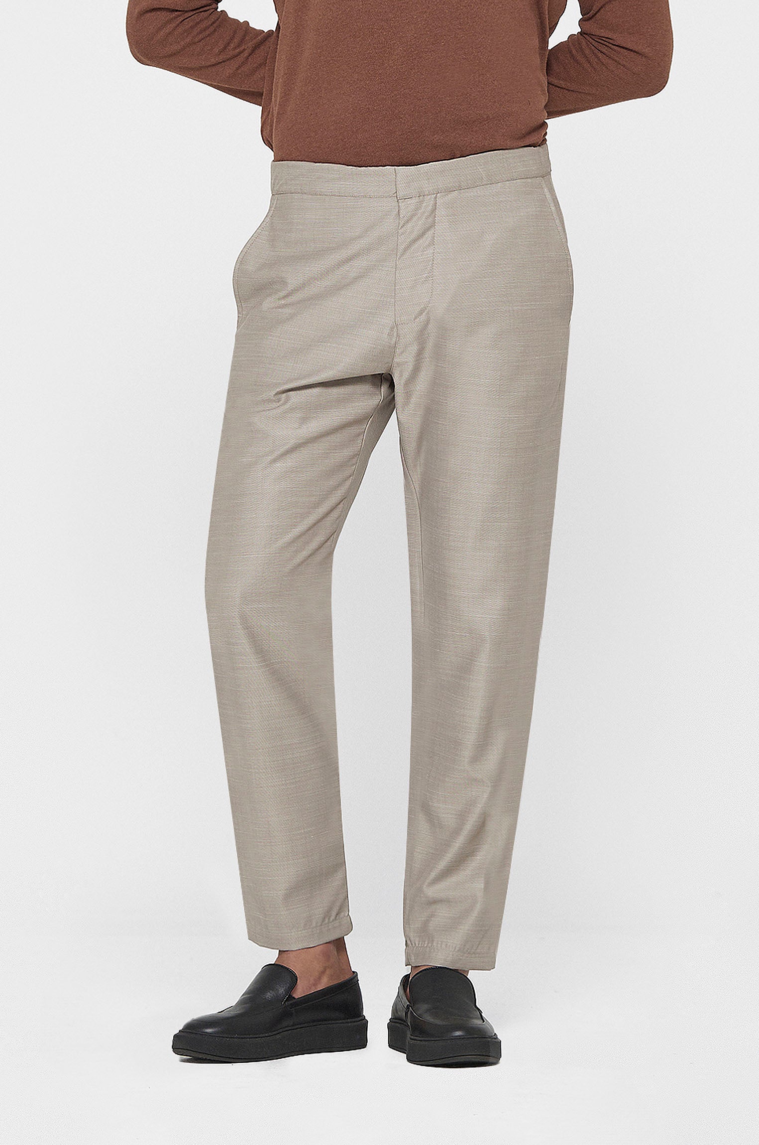 Calça Alfaiataria Tropical Bege Rajada