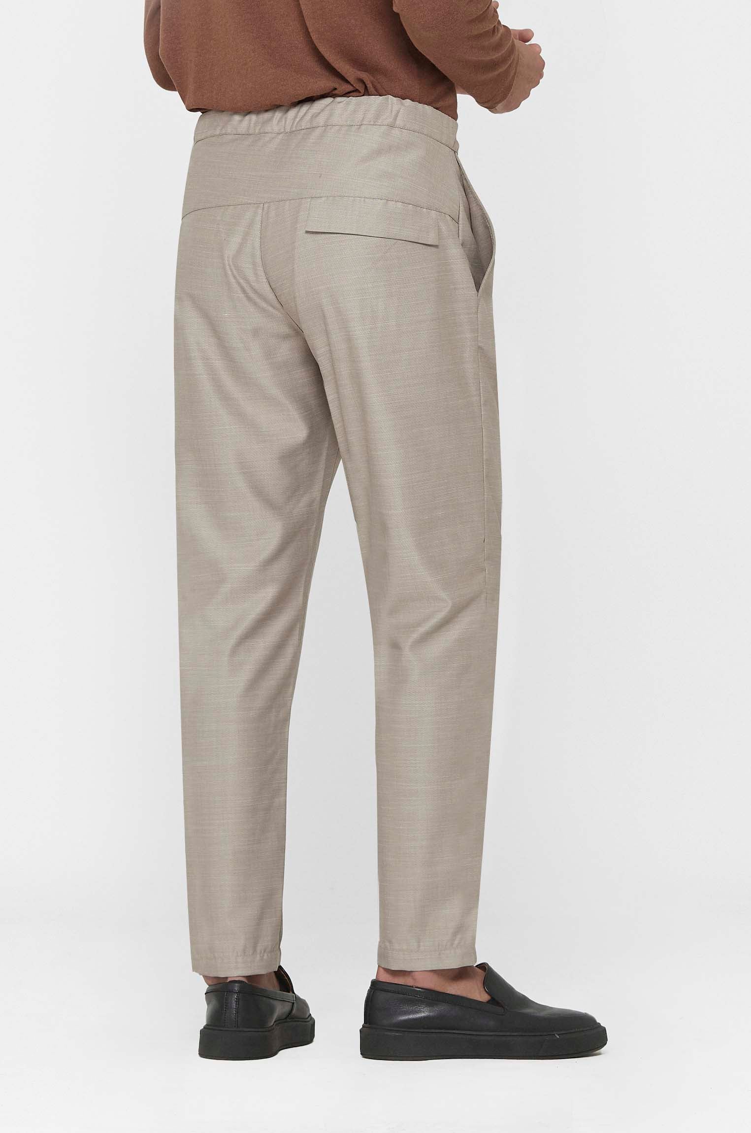 Calça Alfaiataria Tropical Bege Rajada