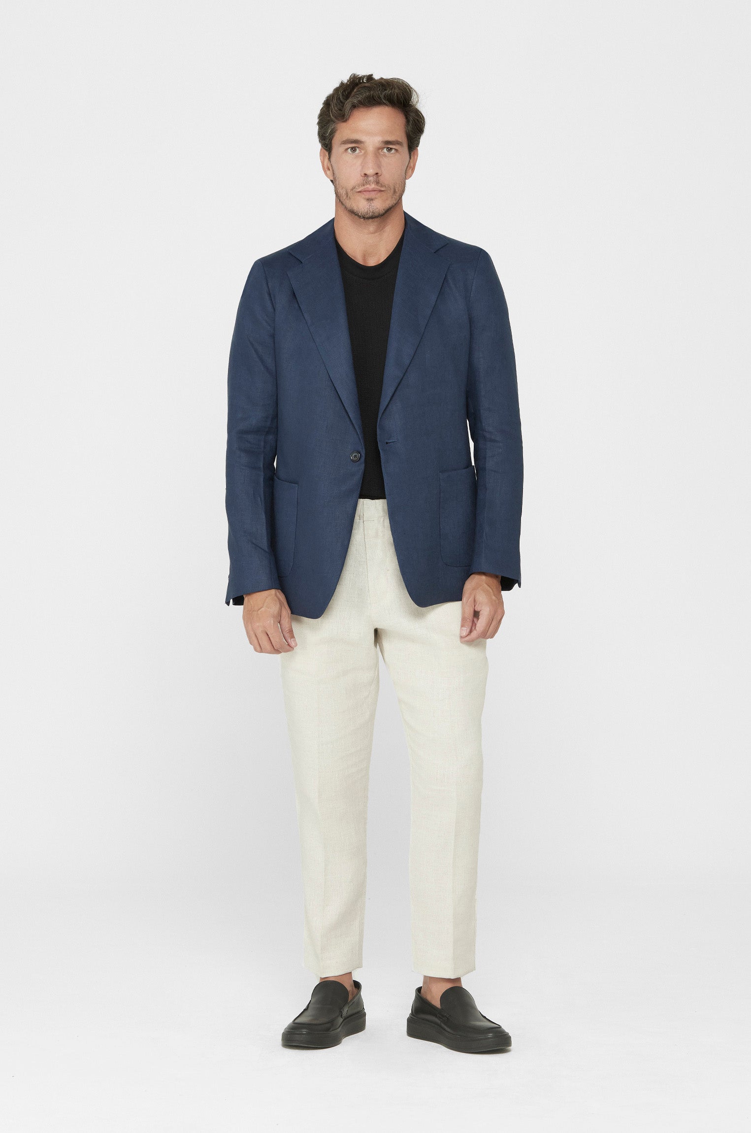 Blazer Minimalista 100% Linho Marinho