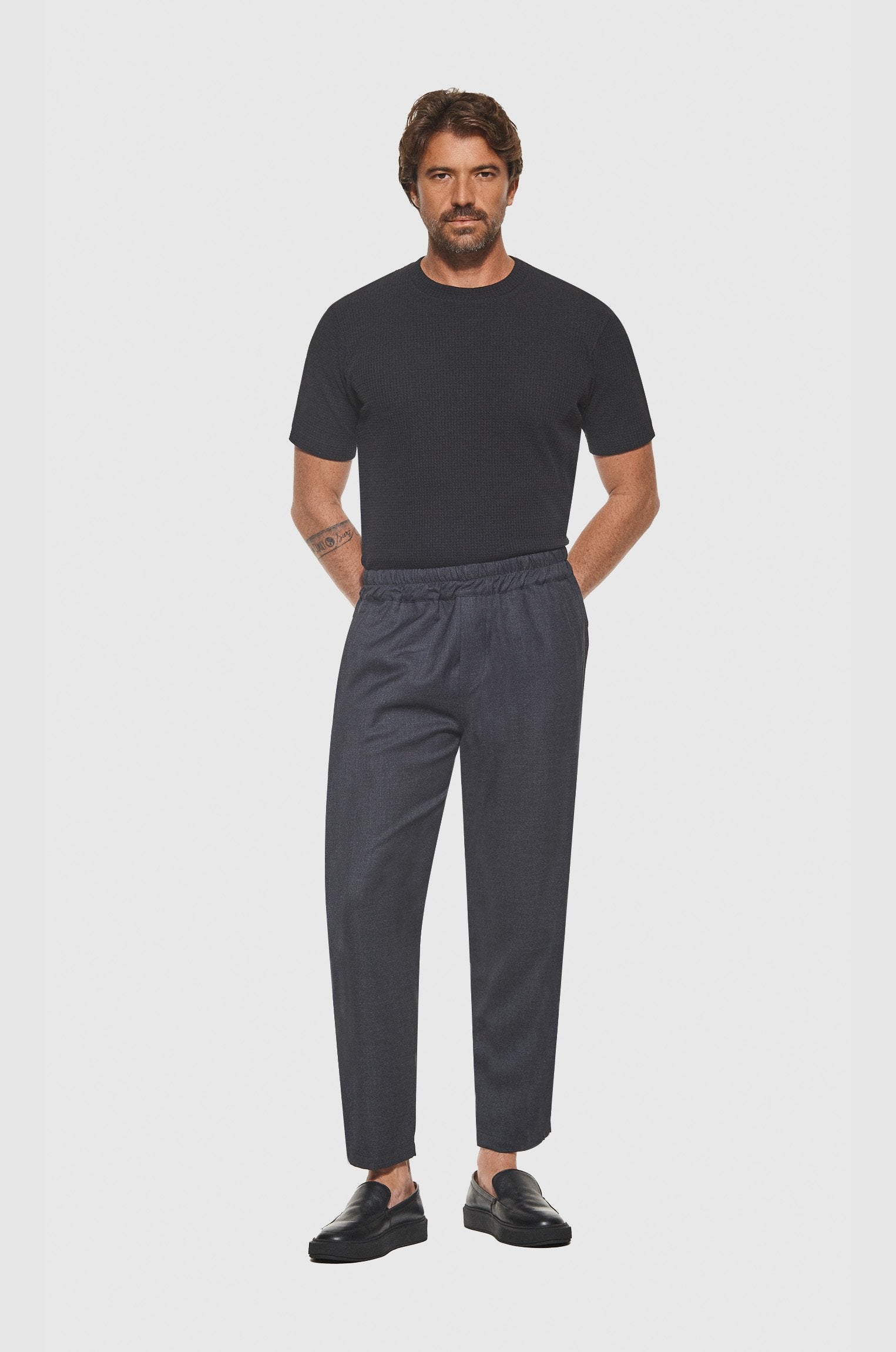 Calça Alfaiataria Jogger Padrão Azul Marinho