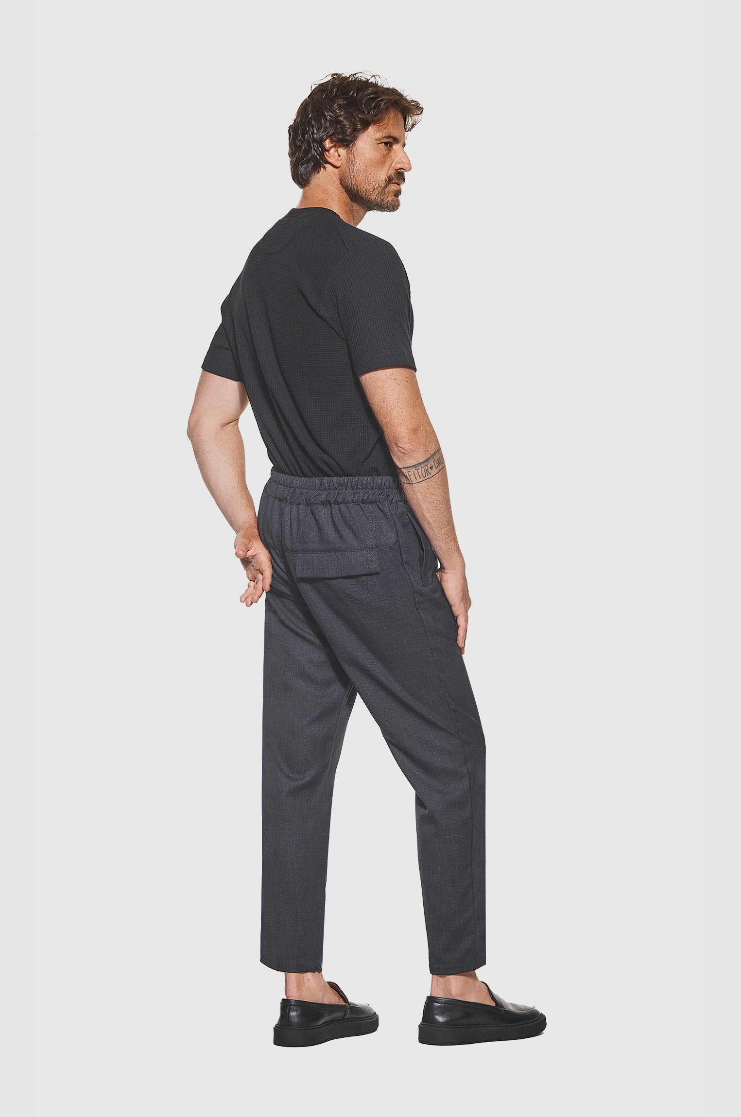 Calça Alfaiataria Jogger Padrão Azul Marinho