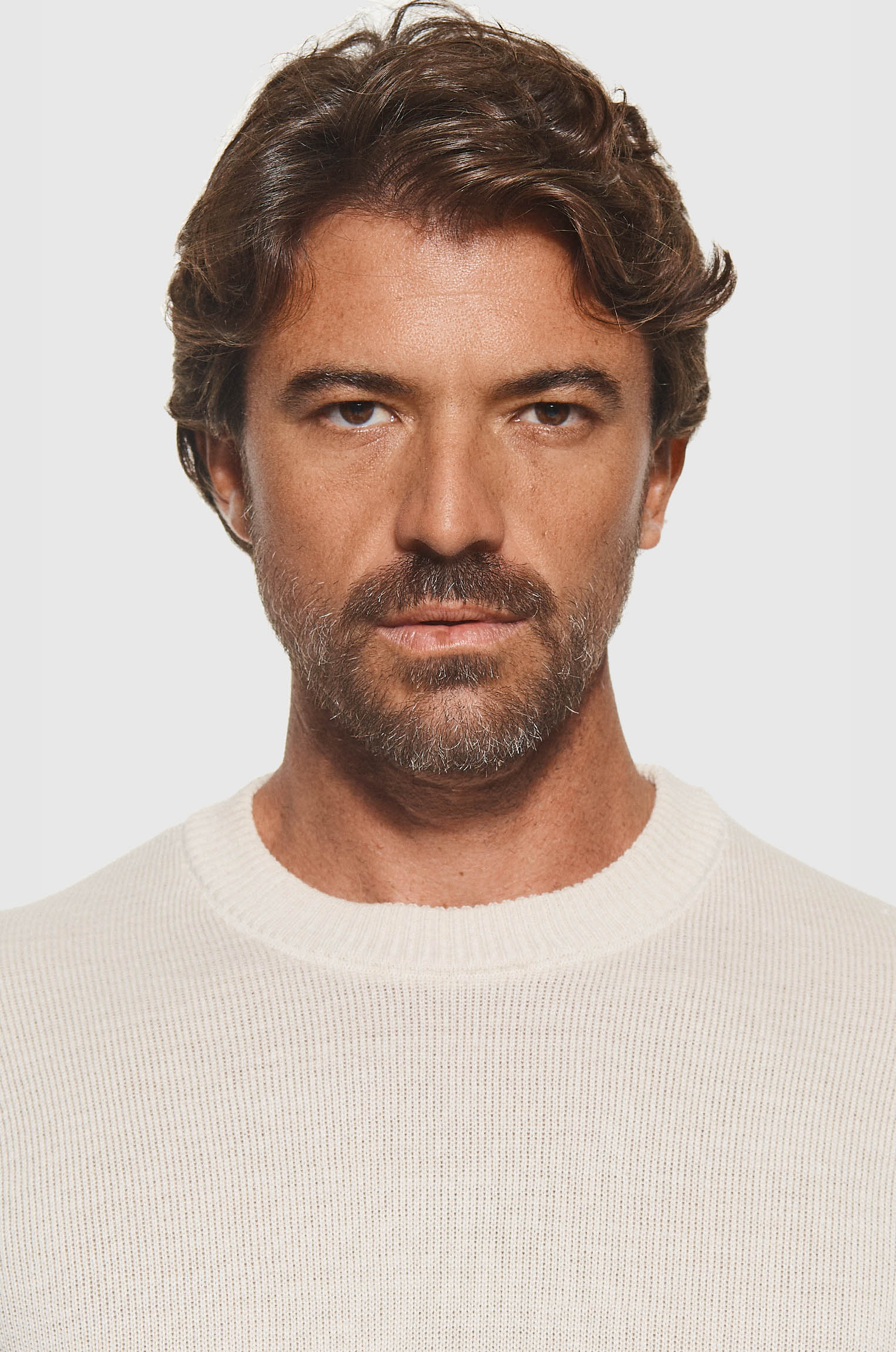 Camiseta Tricô Barra Canelada Bege