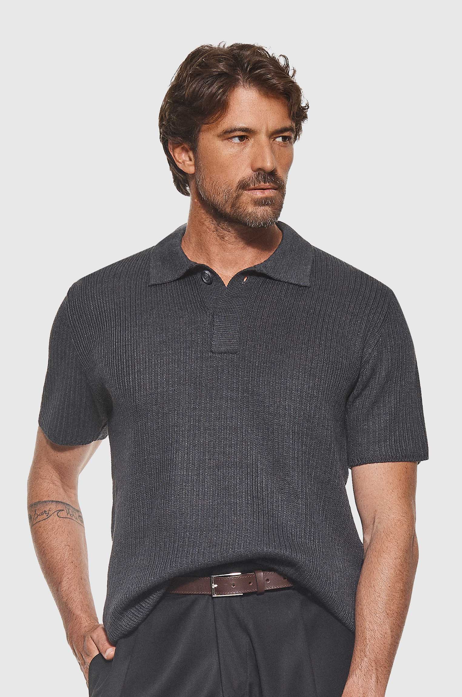 Polo Tricô Desagulhado Fresh Chumbo