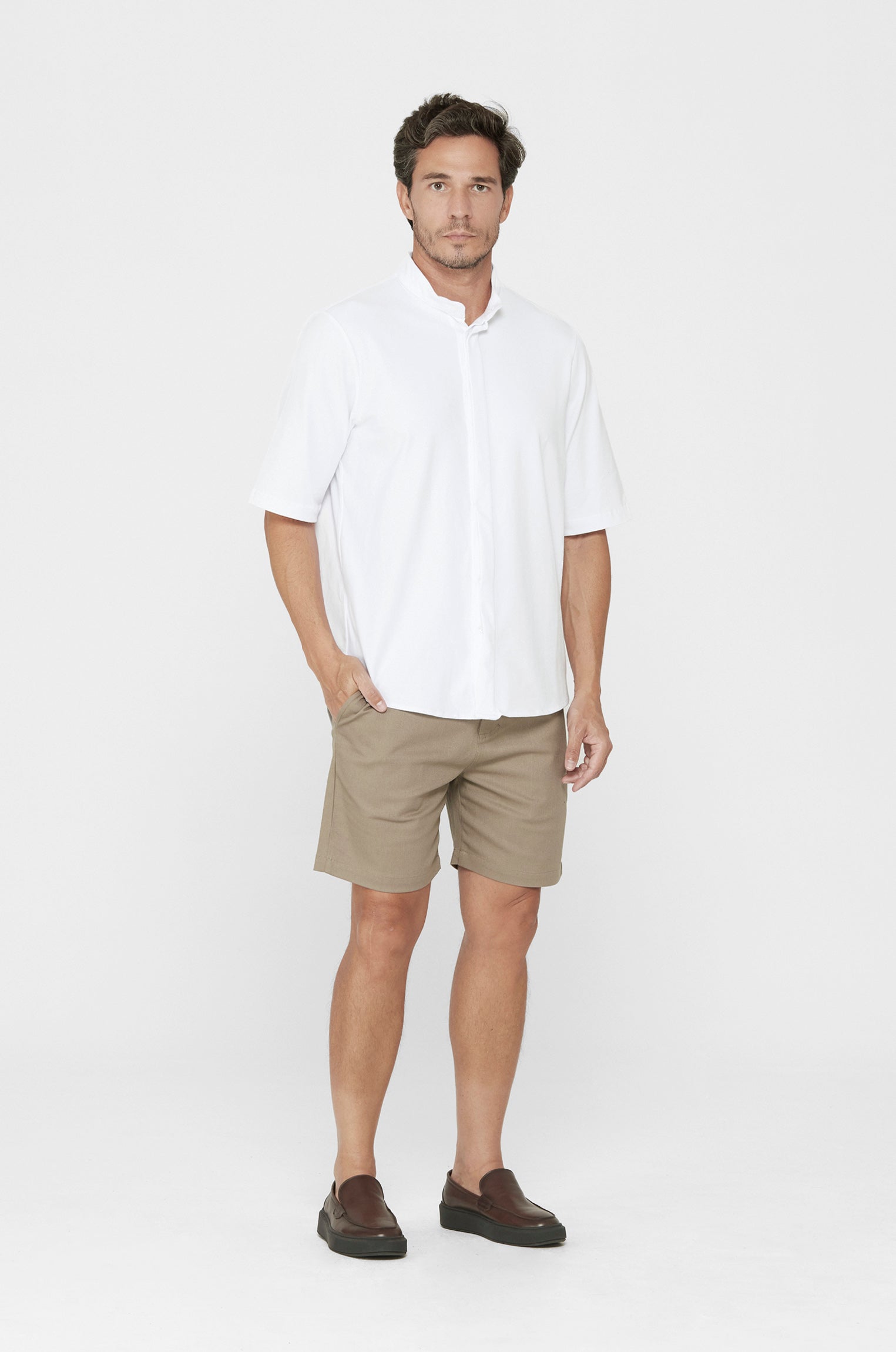 Camisa Curta Bossa Meia Malha Branca