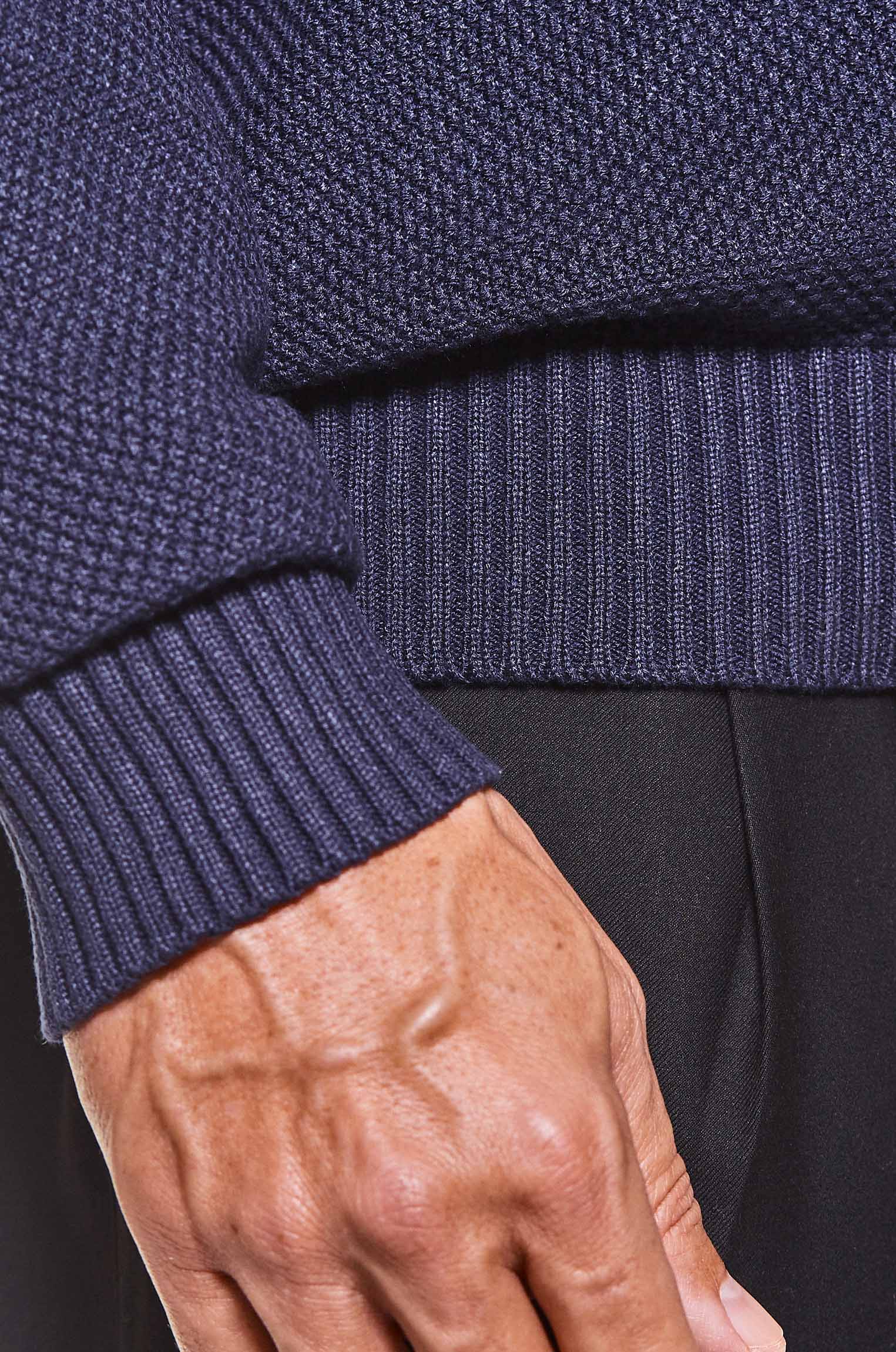 Polo Tricô Crochê Sem Botões Marinho