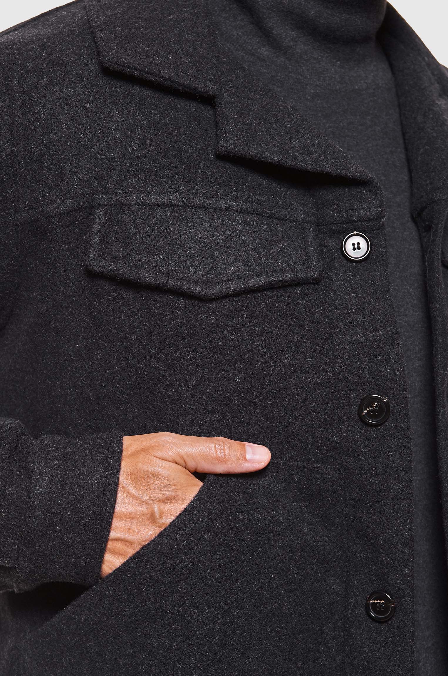 Jaqueta Trucker Lã Preto Mescla