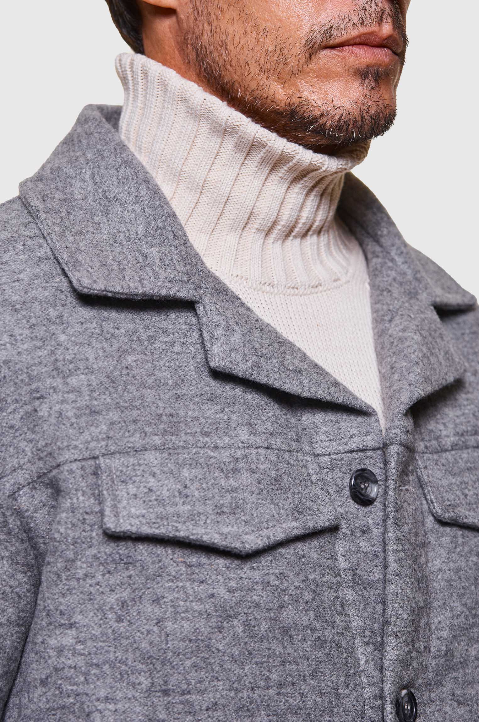 Jaqueta Trucker Lã Cinza Mescla