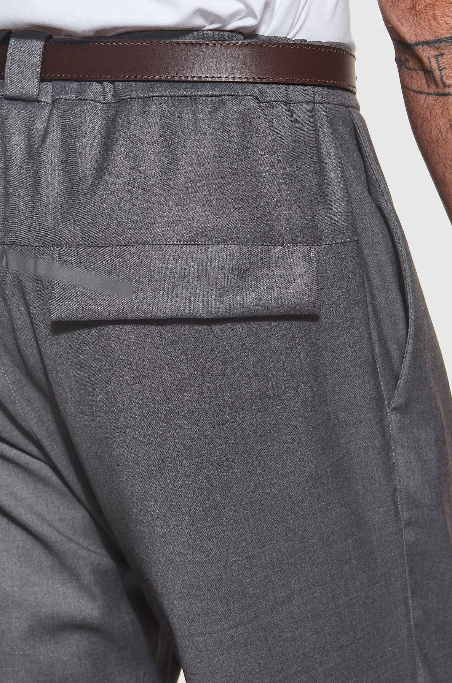 Calça Alfaiataria Prega Minimalista Cinza