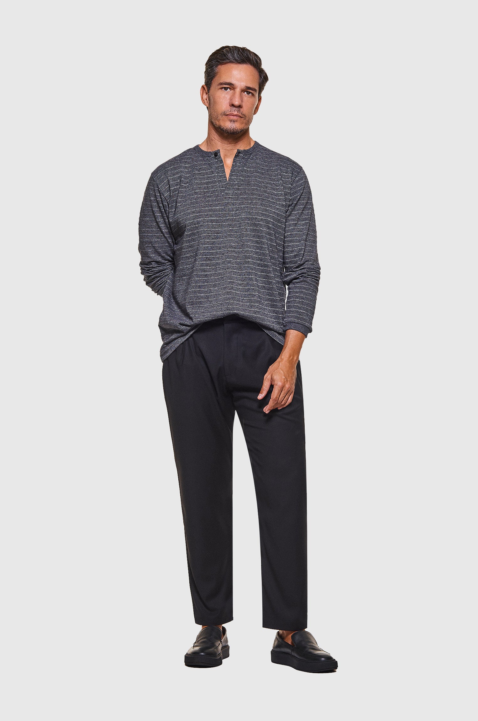 Manga Longa Henley Mesclada Point