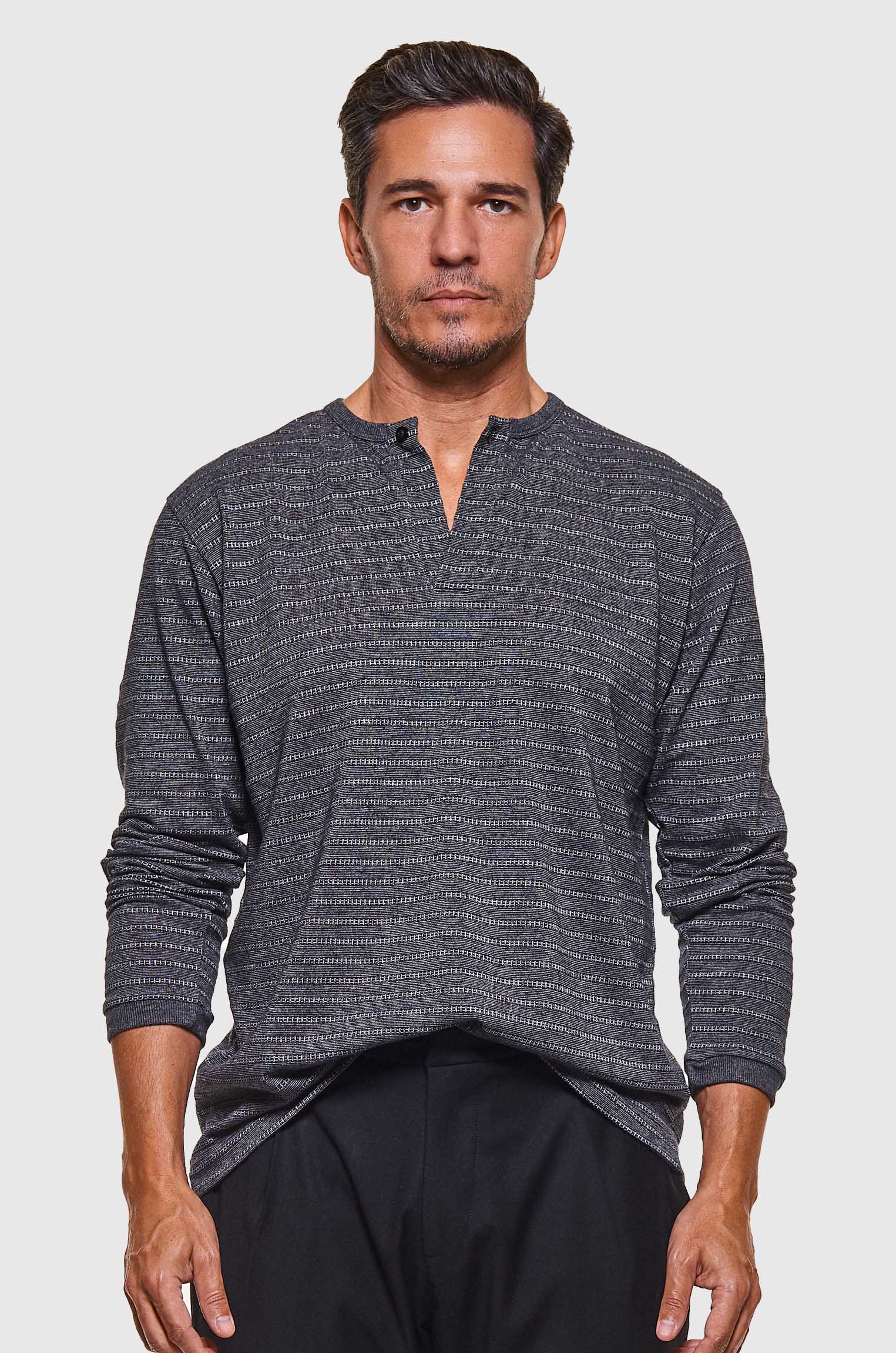 Manga Longa Henley Mesclada Point