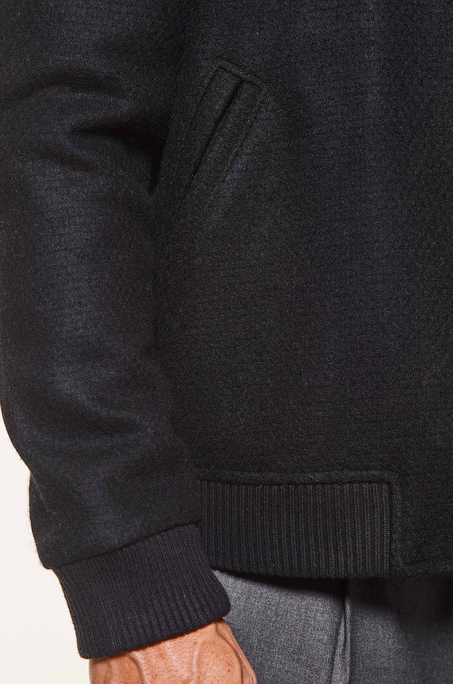 Jaqueta Bomber Lã Trama Preta