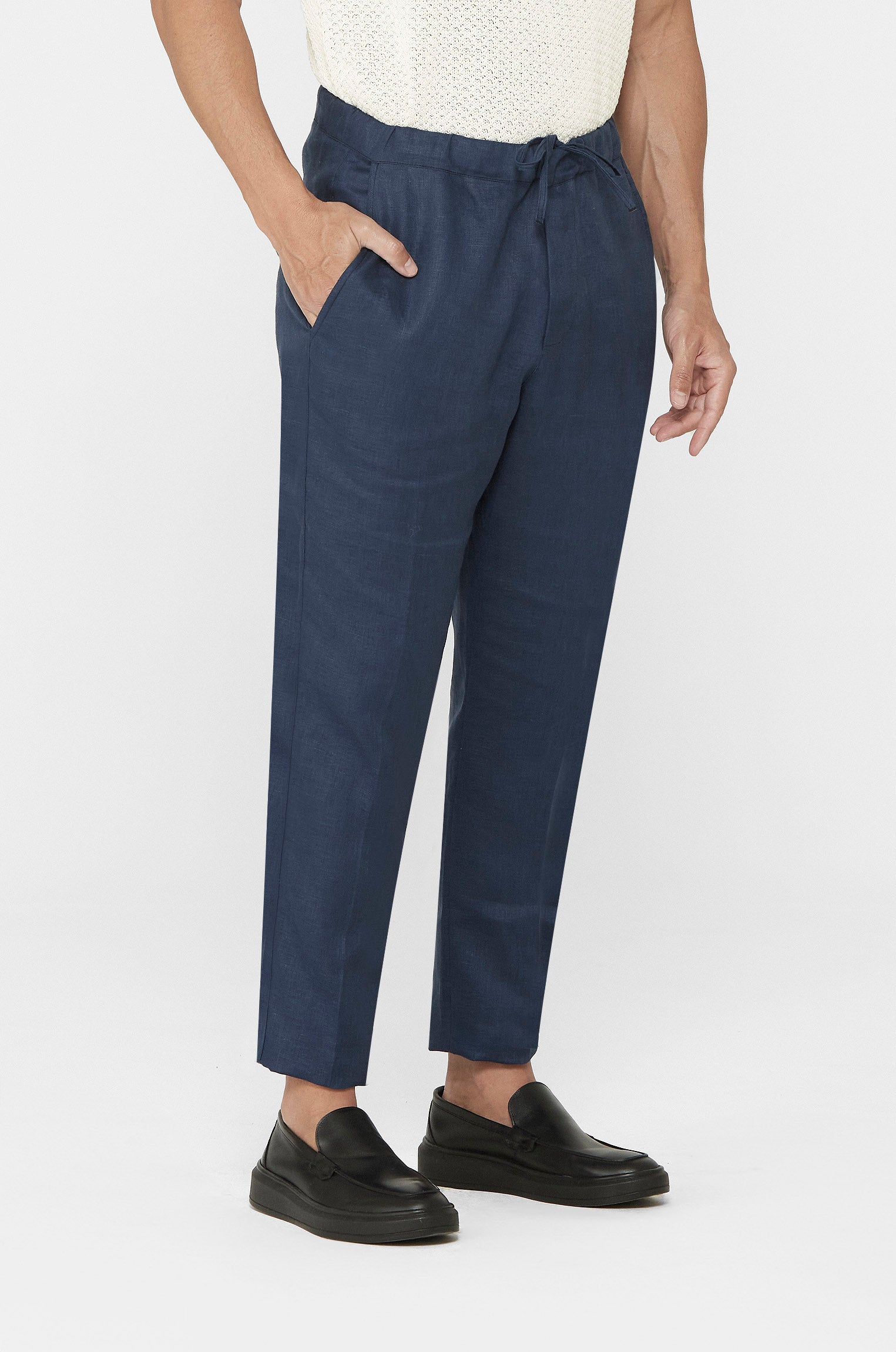 Calça 100% Linho Azul Marinho