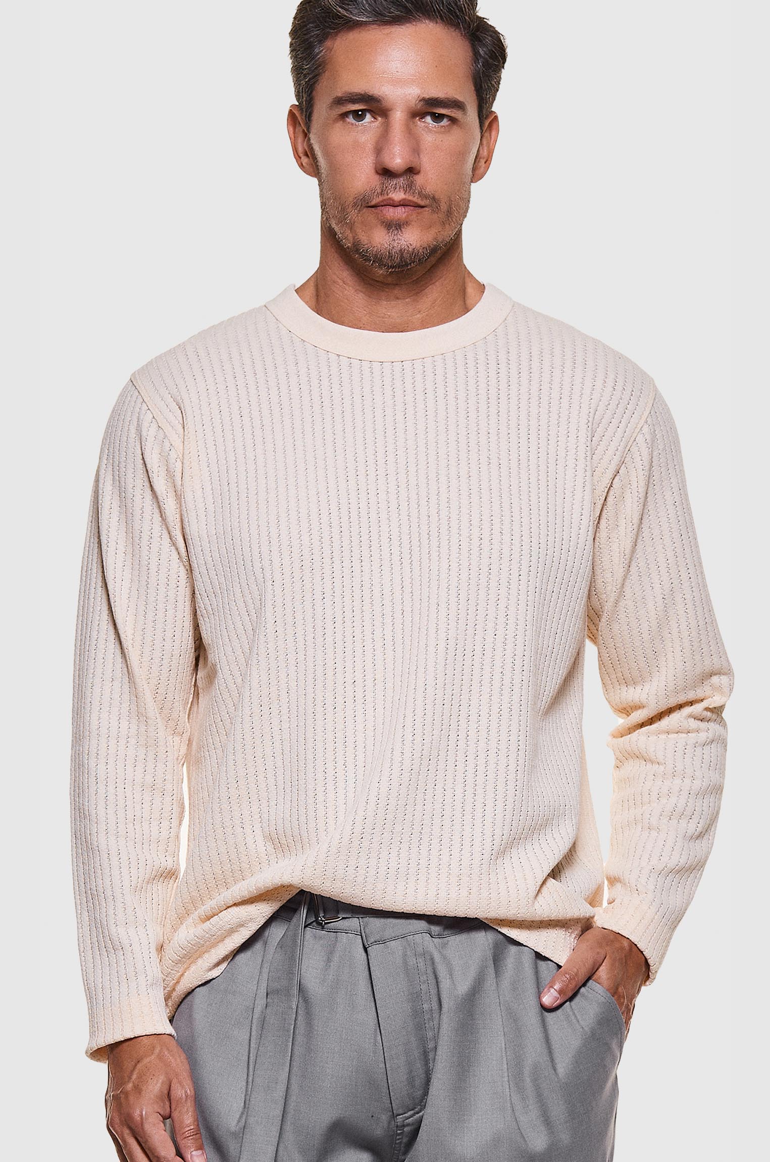 Manga Longa Tricô Classic Areia