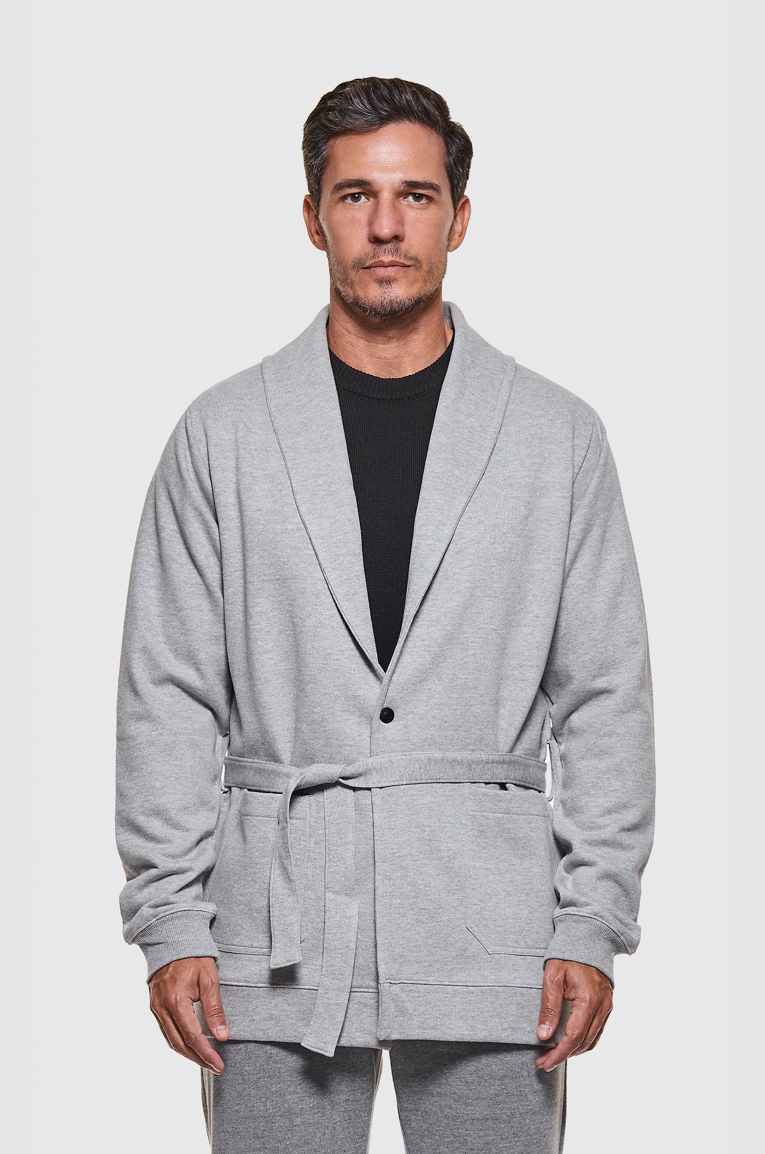 Cardigã Moletom Gola Xale Mescla