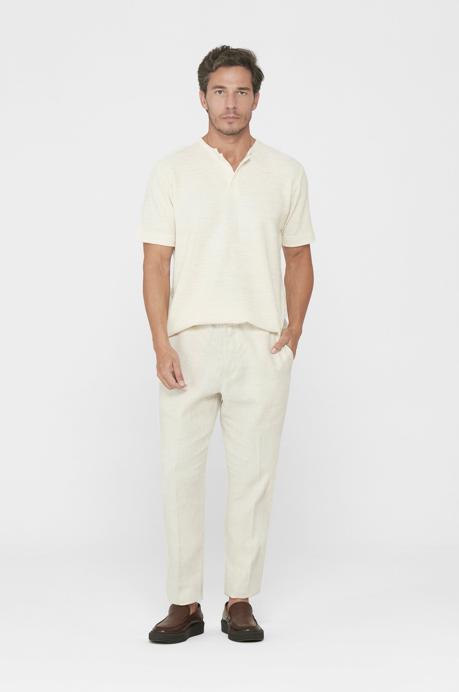 Camiseta Henley Tear Off White