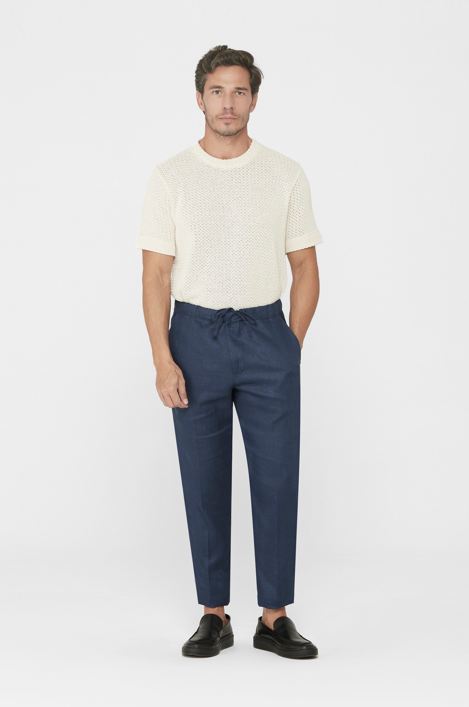 Calça 100% Linho Azul Marinho