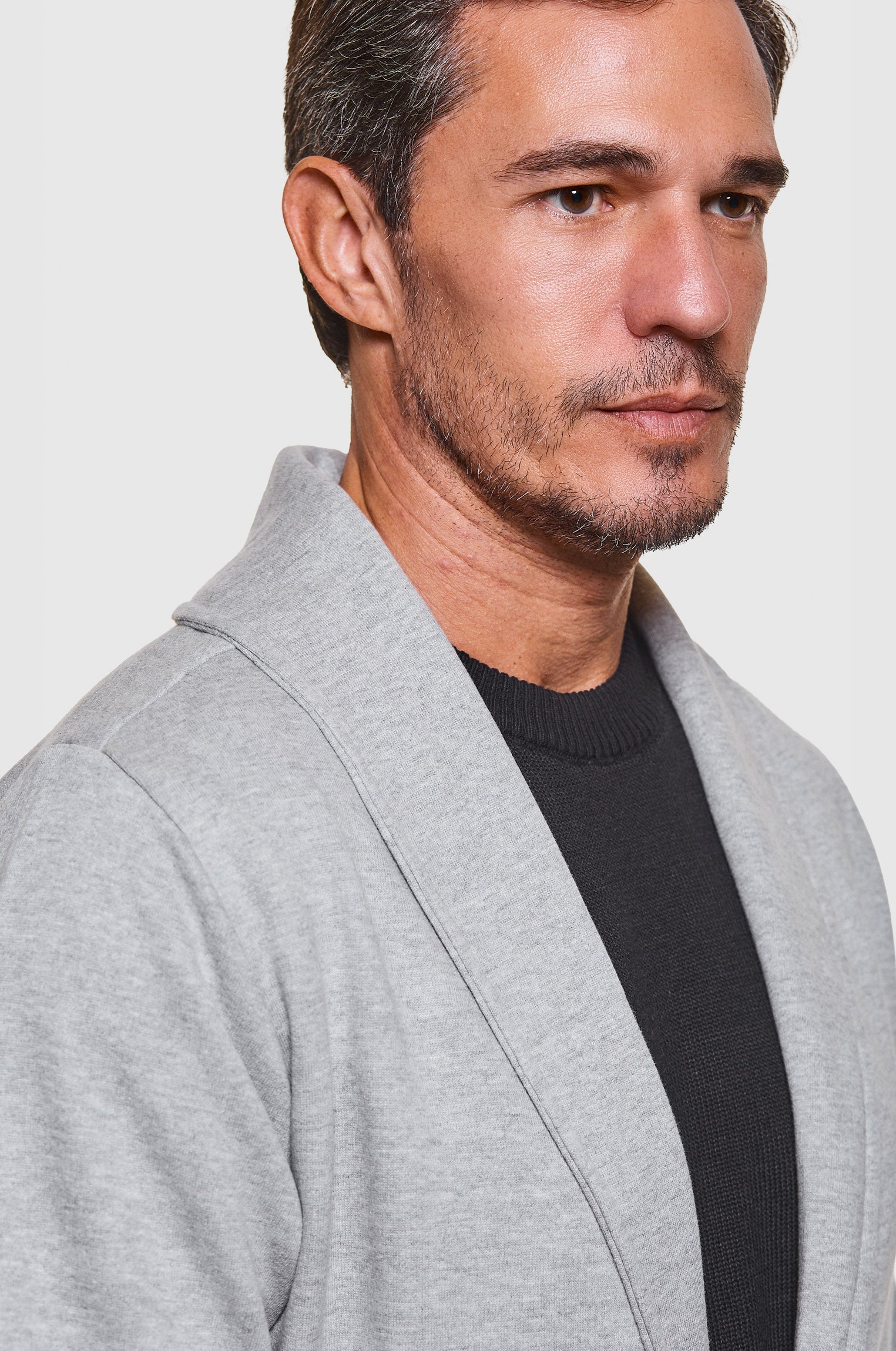 Cardigã Moletom Gola Xale Mescla