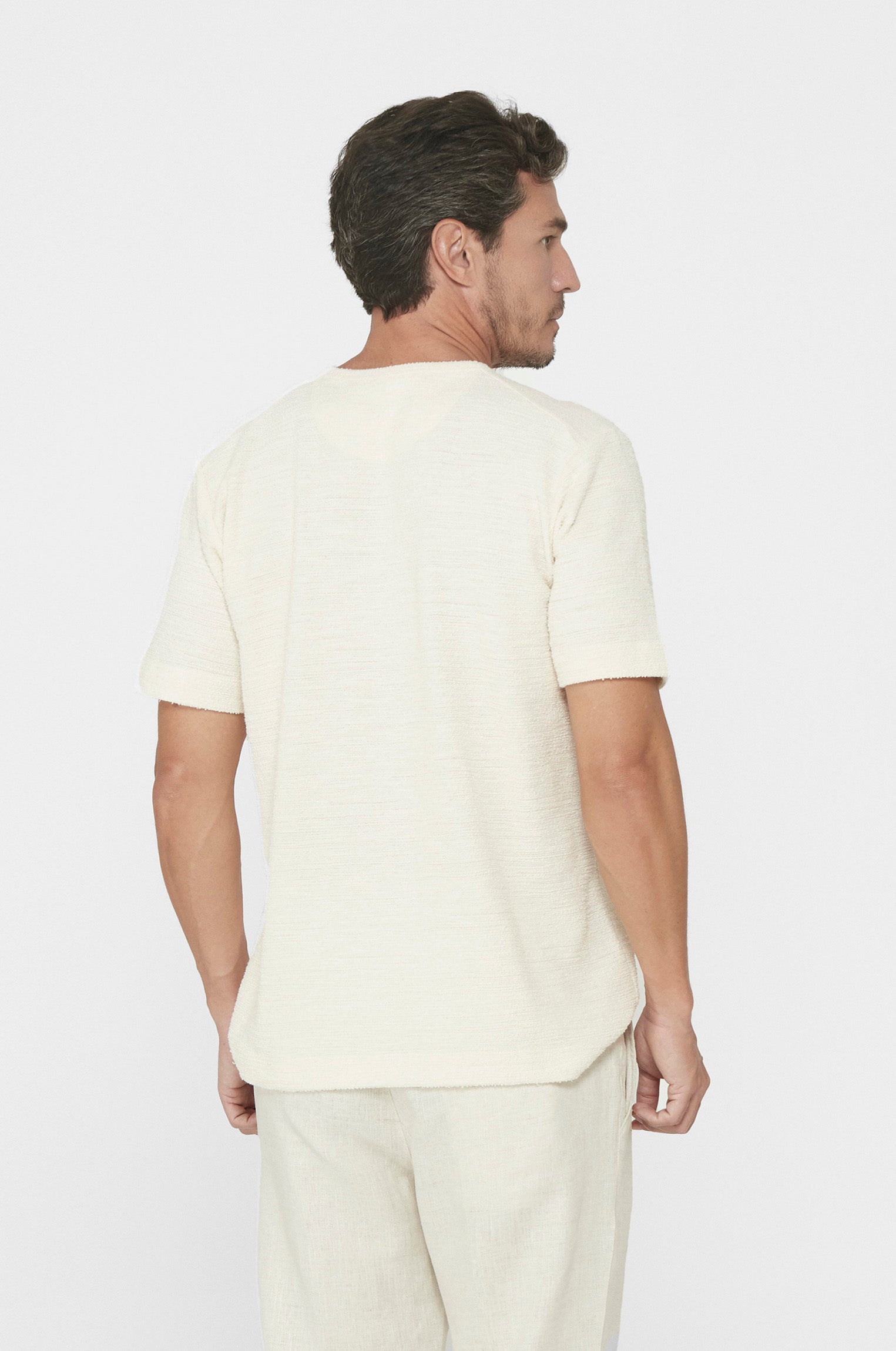 Camiseta Henley Tear Off White