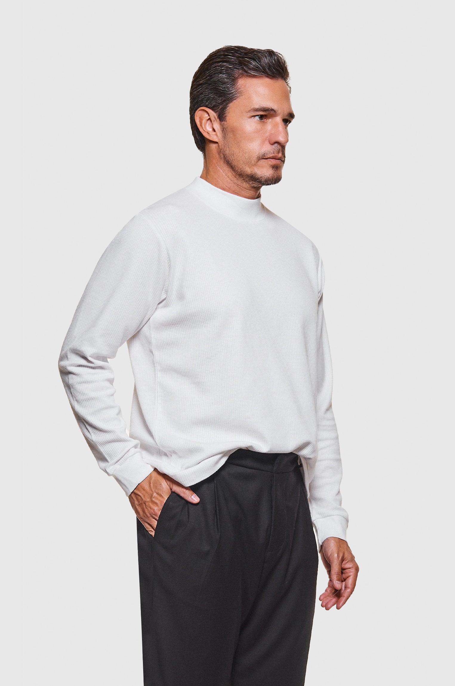 Manga Longa Texturizada Tela Off White