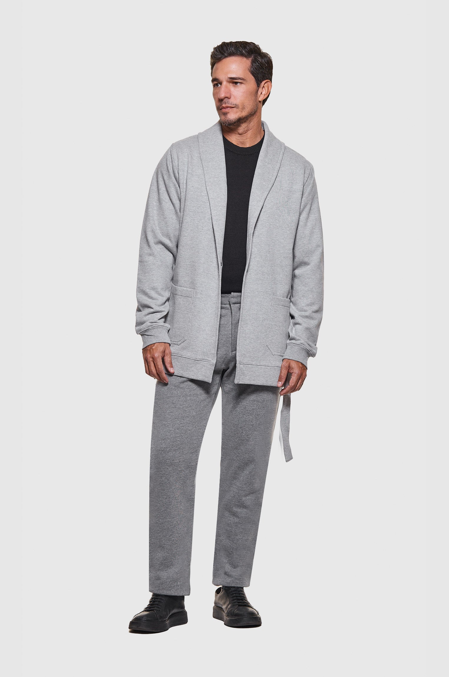 Cardigã Moletom Gola Xale Mescla